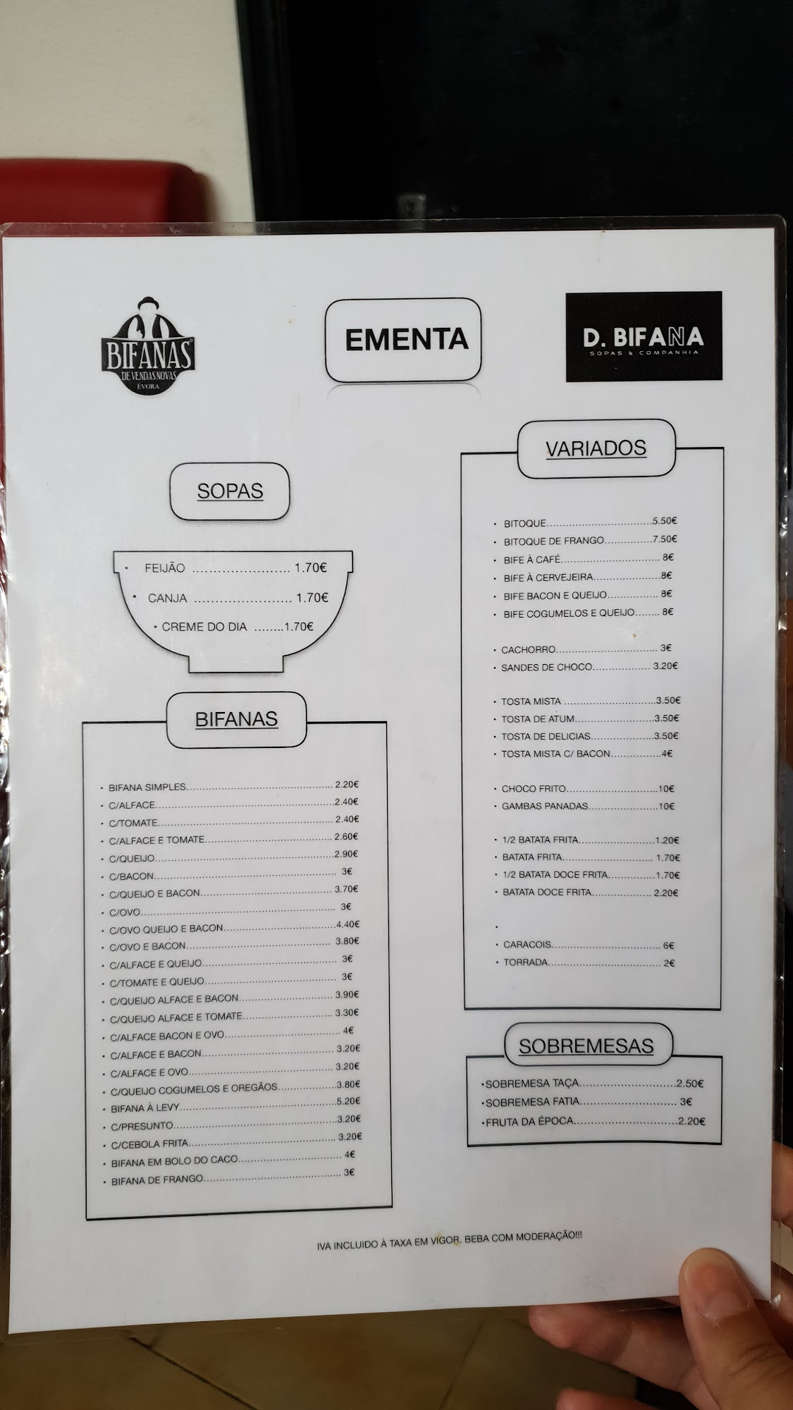 Bifanas do Levy - D. Bifana Menu