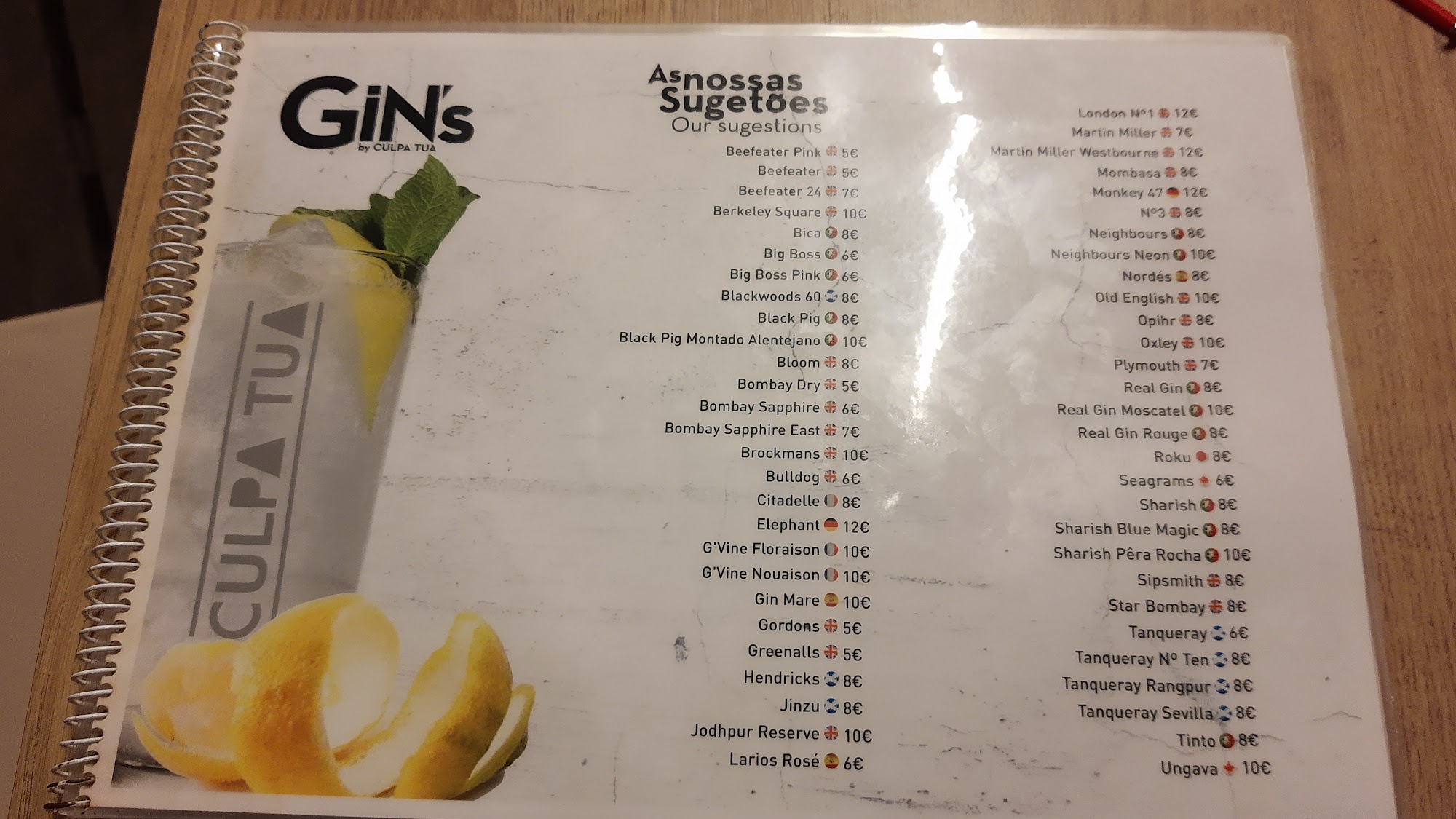 Culpa Tua Menu
