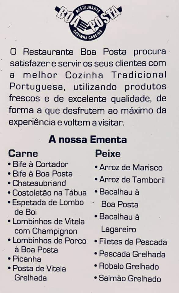 Boa Posta Menu