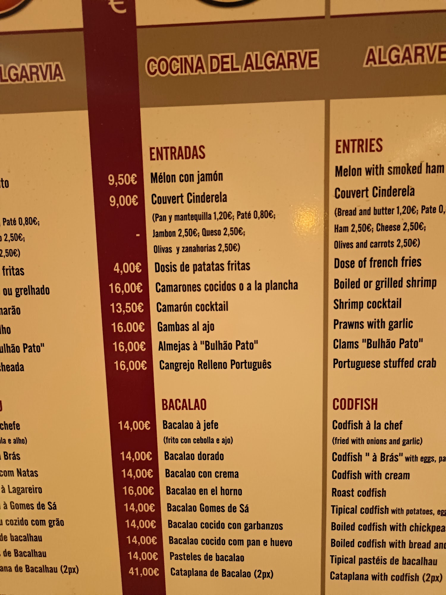 Pastelaria Cinderela Menu