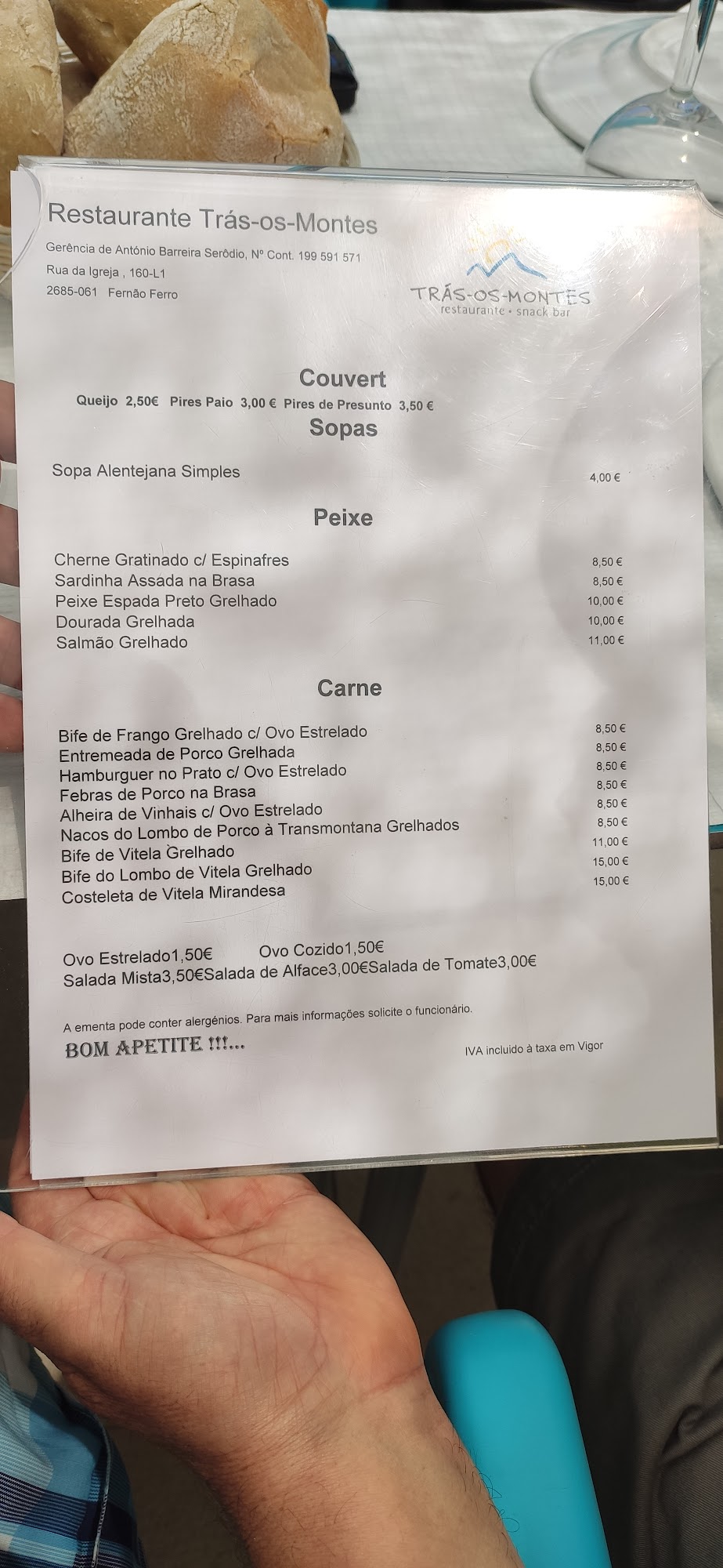 Trás-os-Montes Menu