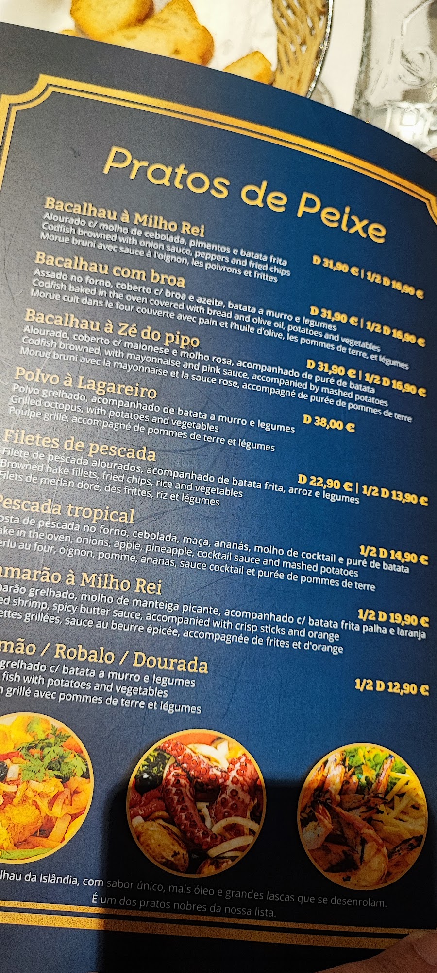 Milho Rei Menu