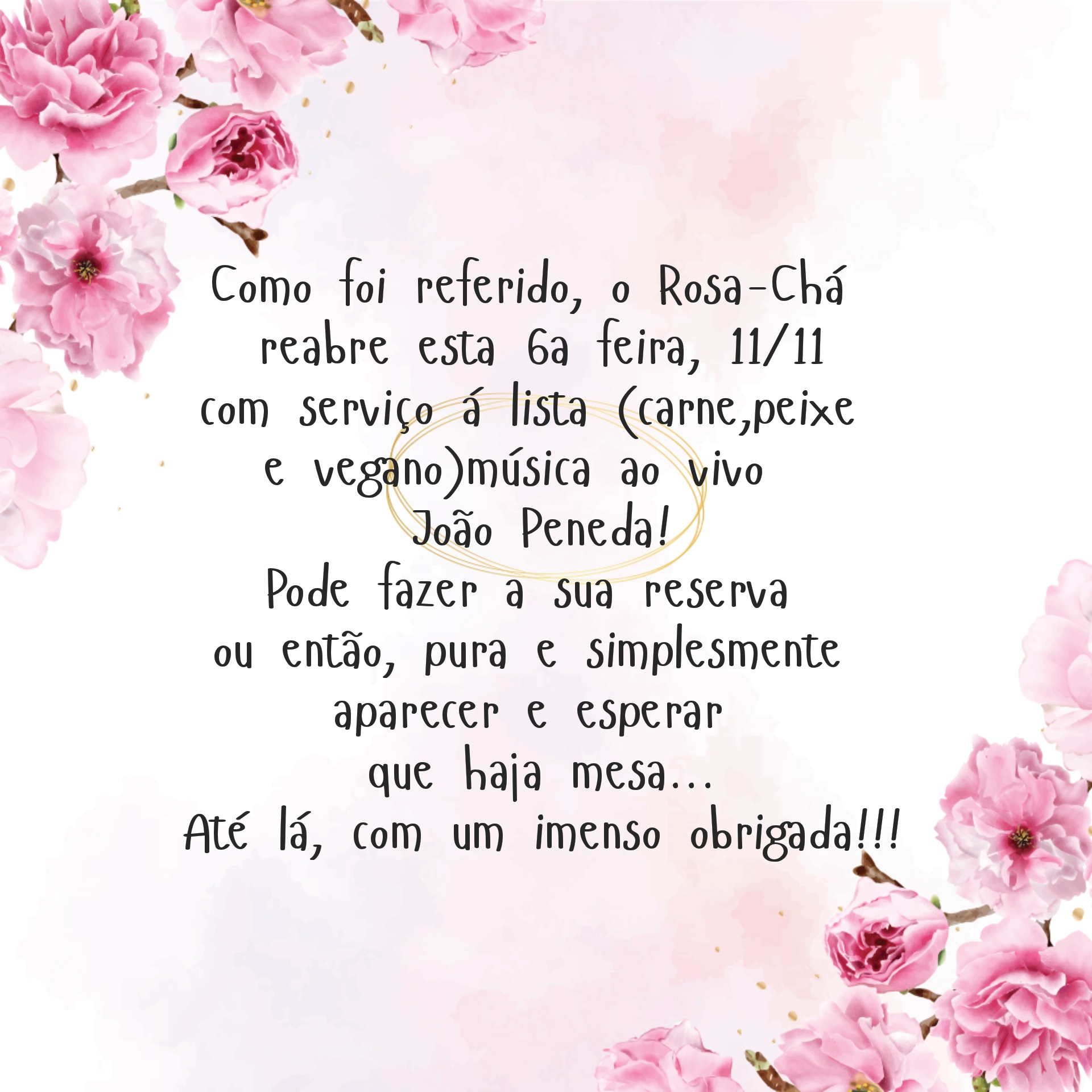 Rosa Chá Menu