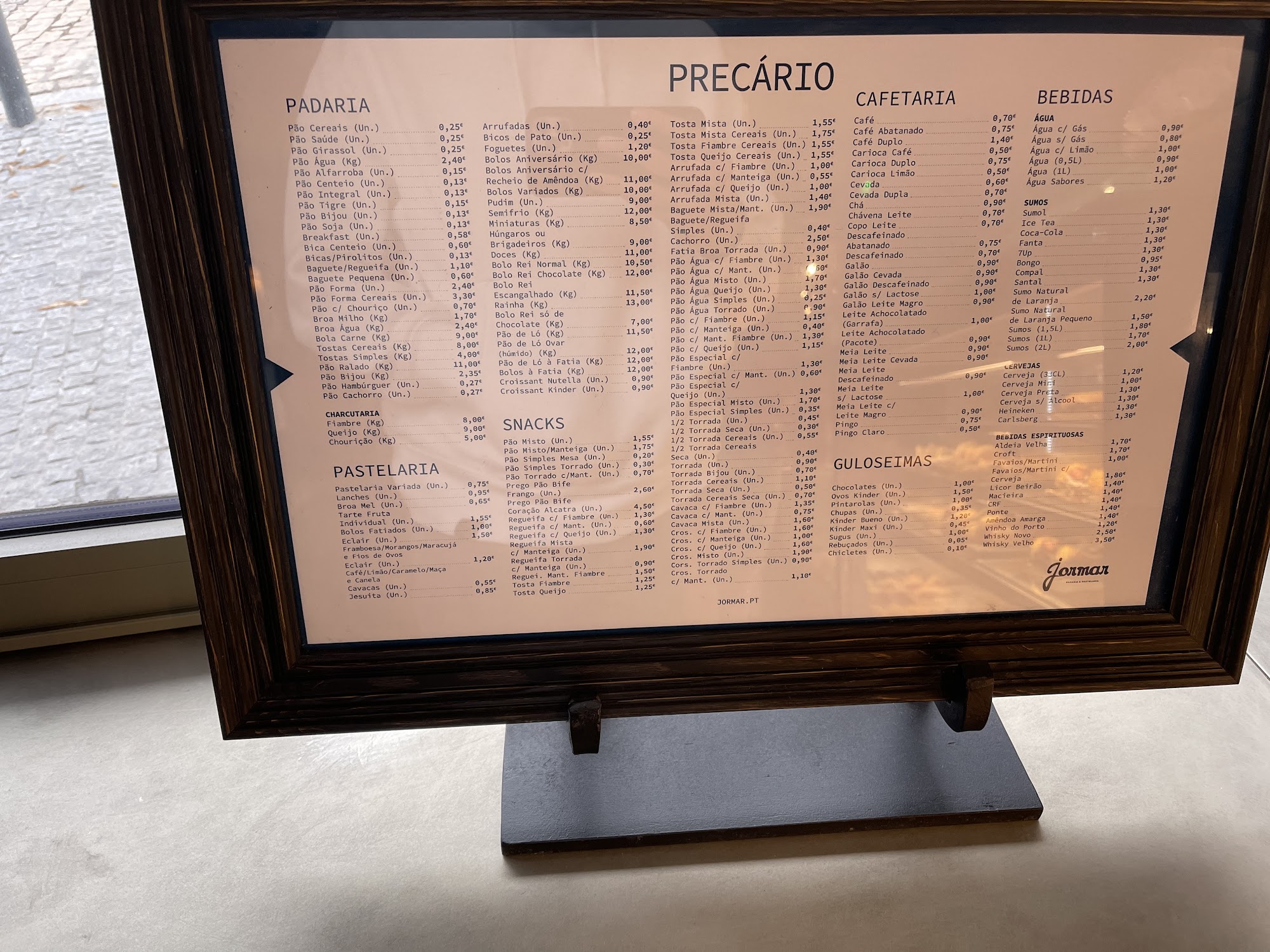 Jormardoce (Jormardoce Lda) Menu