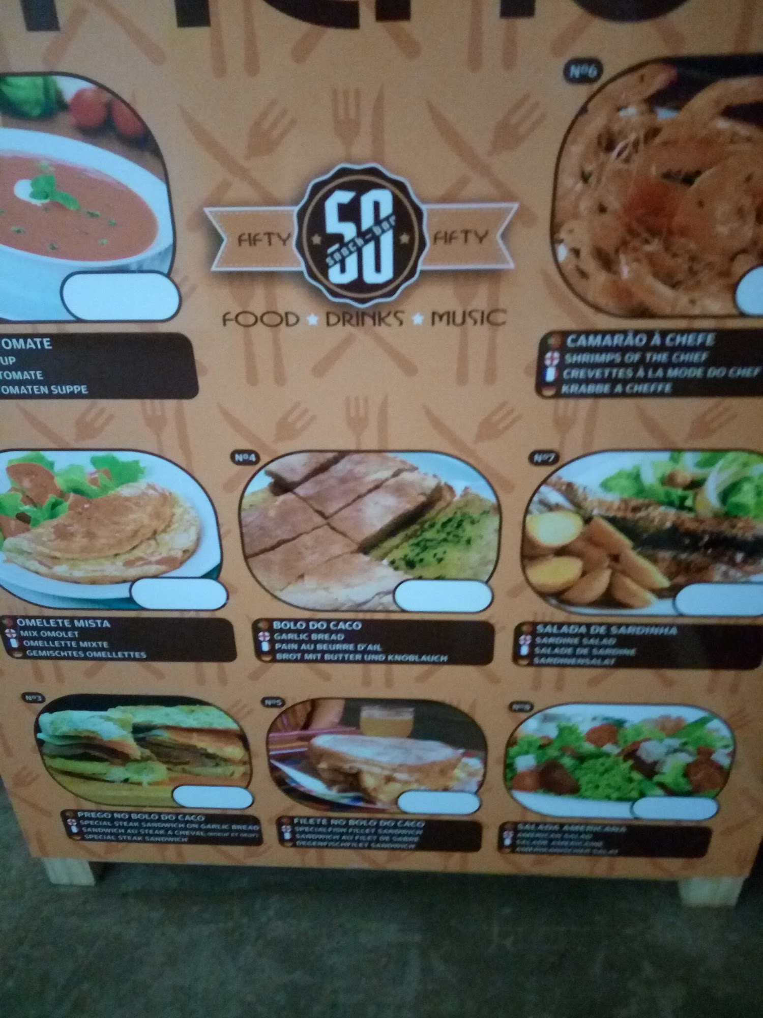 Fifty 50 Fifty Menu