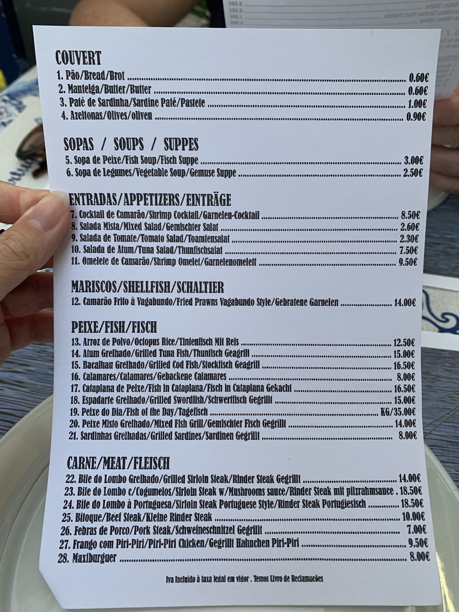 Vagabundo Do Mar Menu