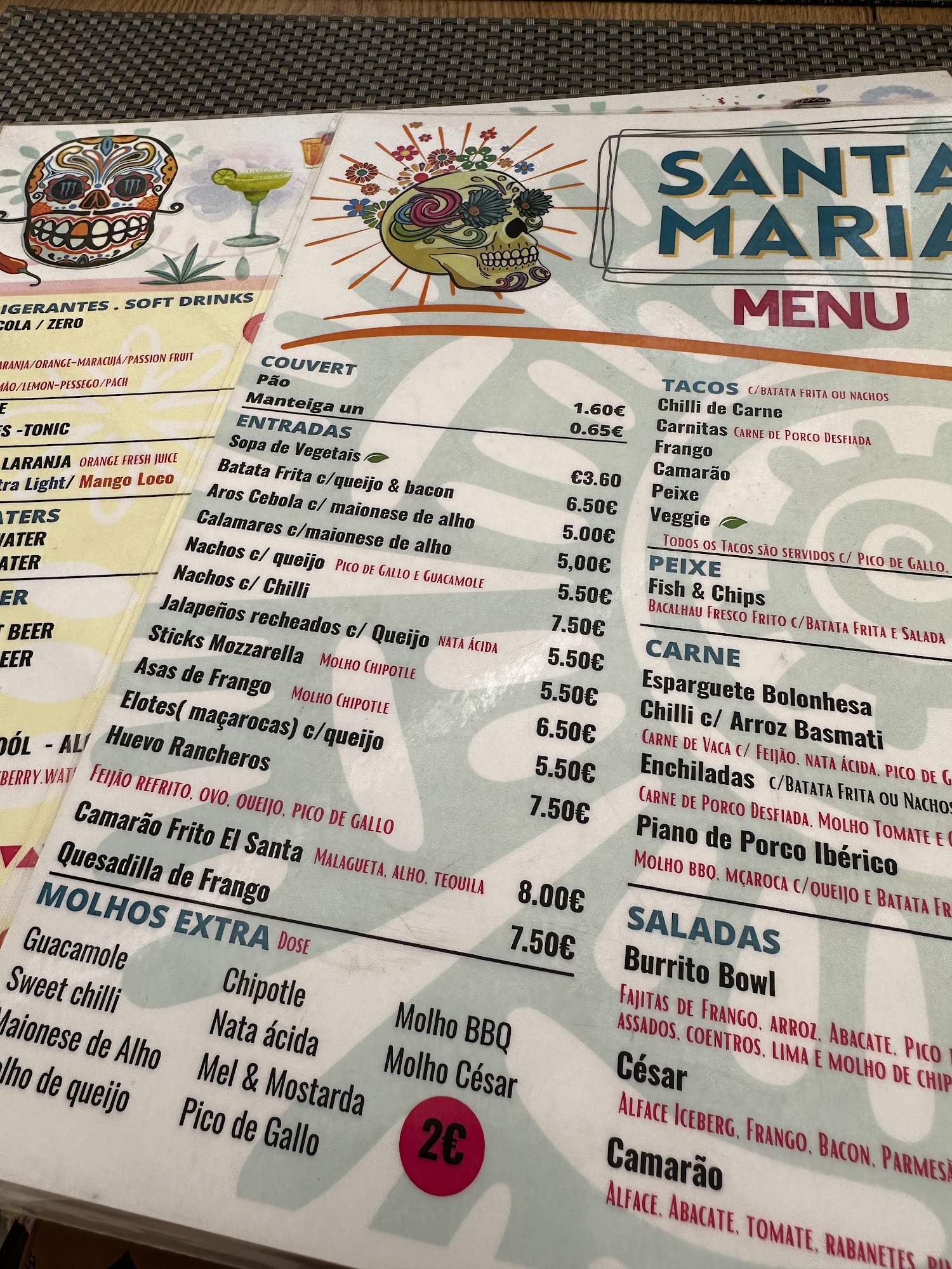 Santa Maria Menu