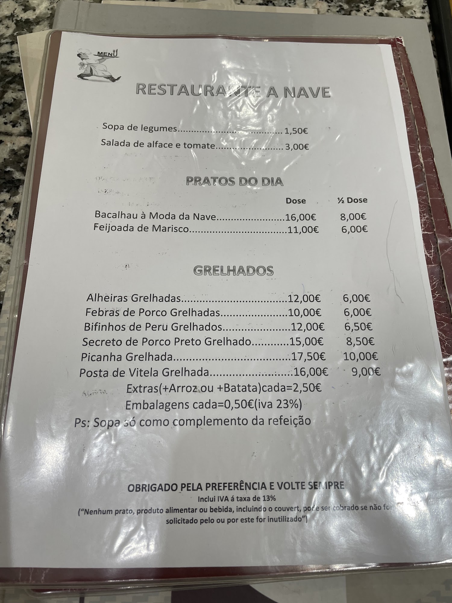 A Nave Menu