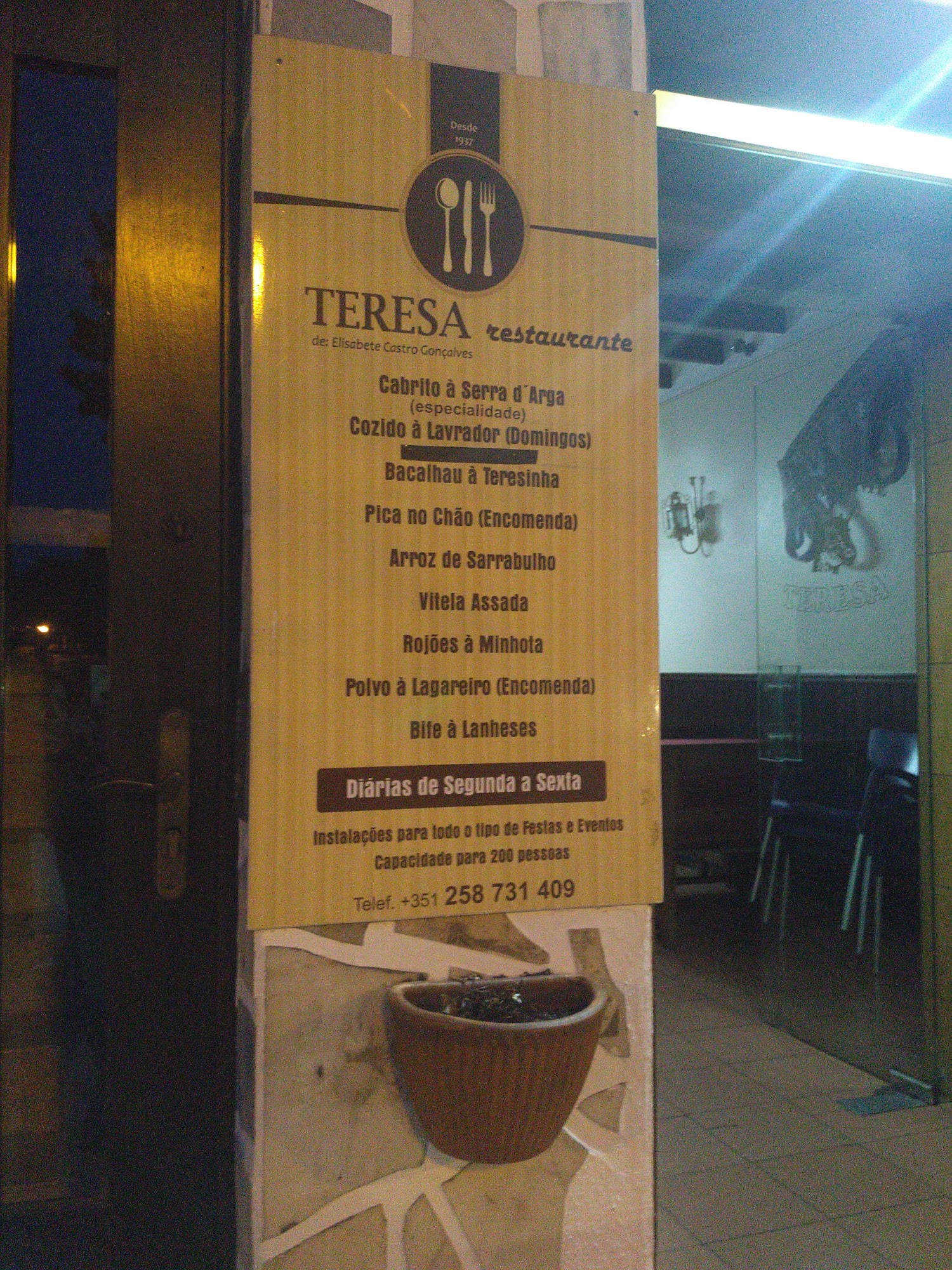 Restaurante Teresa Menu