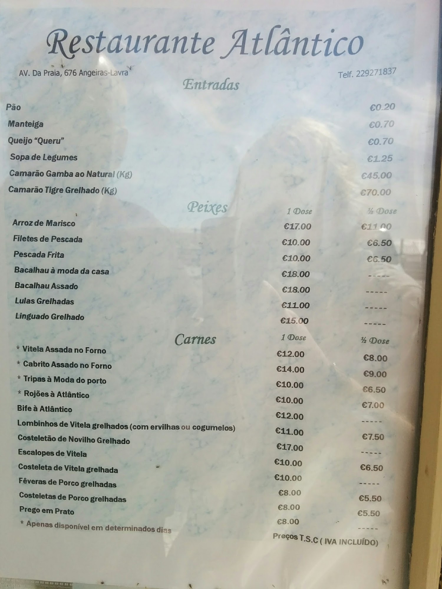 Restaurante Atlântico Menu