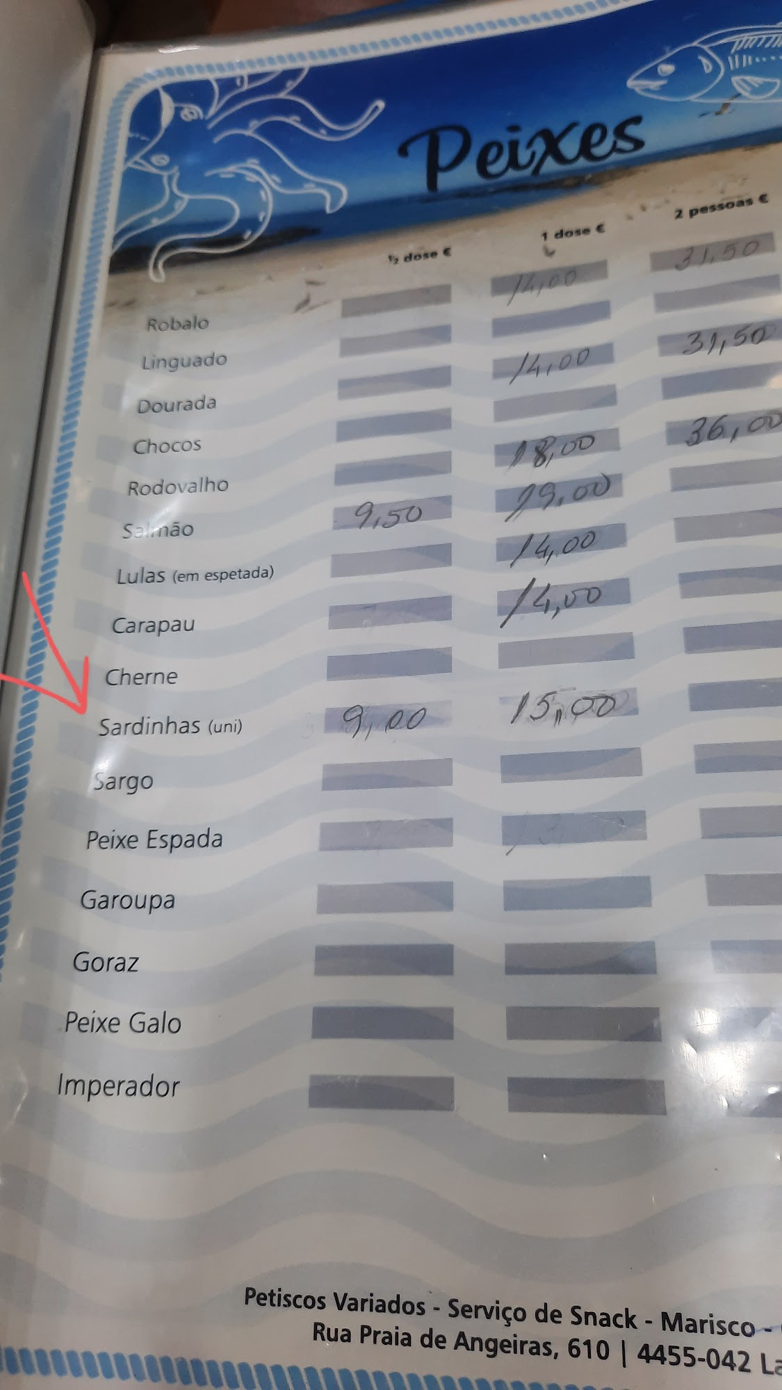 A Barraquinha do Rijo Menu