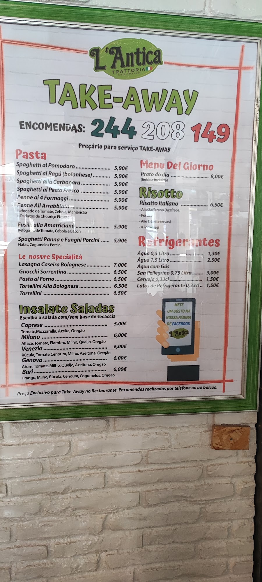 L'Antica Trattoria Menu