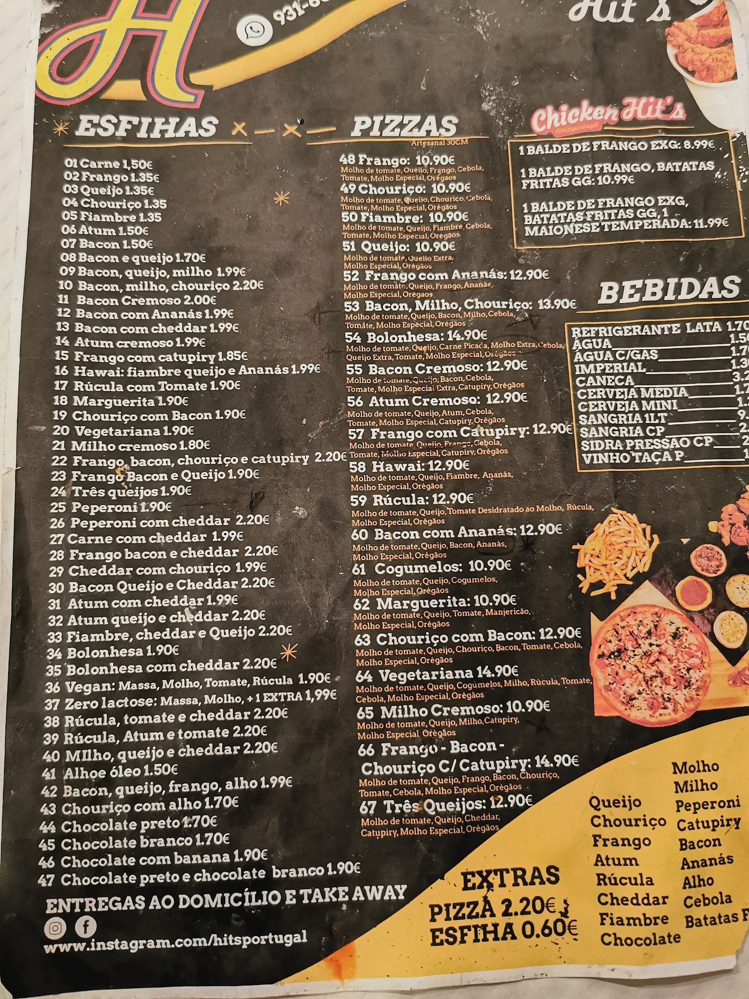 Hit's Pizzas Esfihas Menu