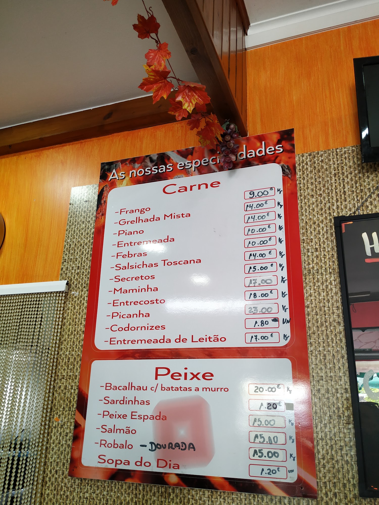 churrasqueira do sobreiro Menu