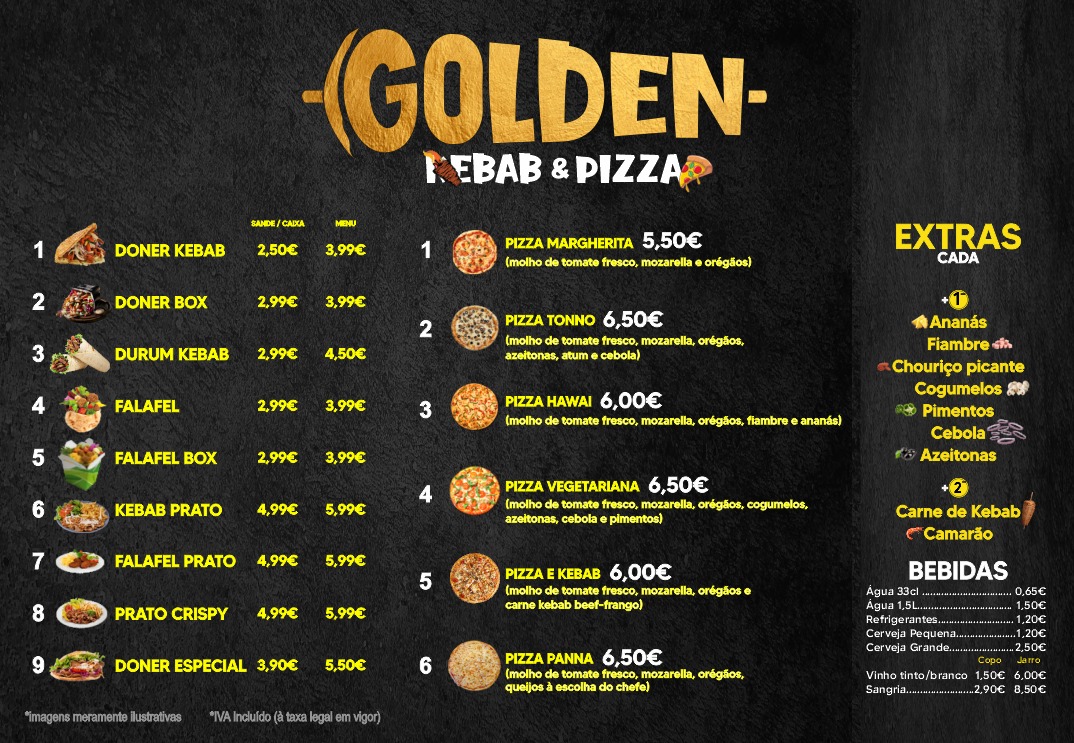 Golden Kebab & Pizza Menu