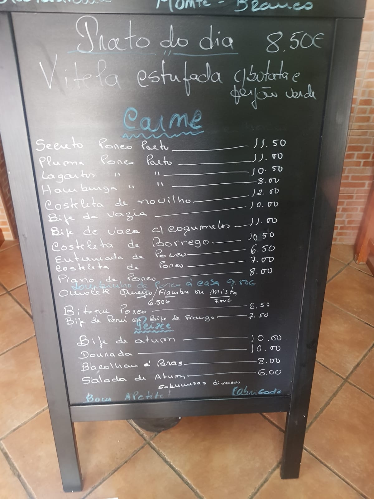Monte Branco Menu