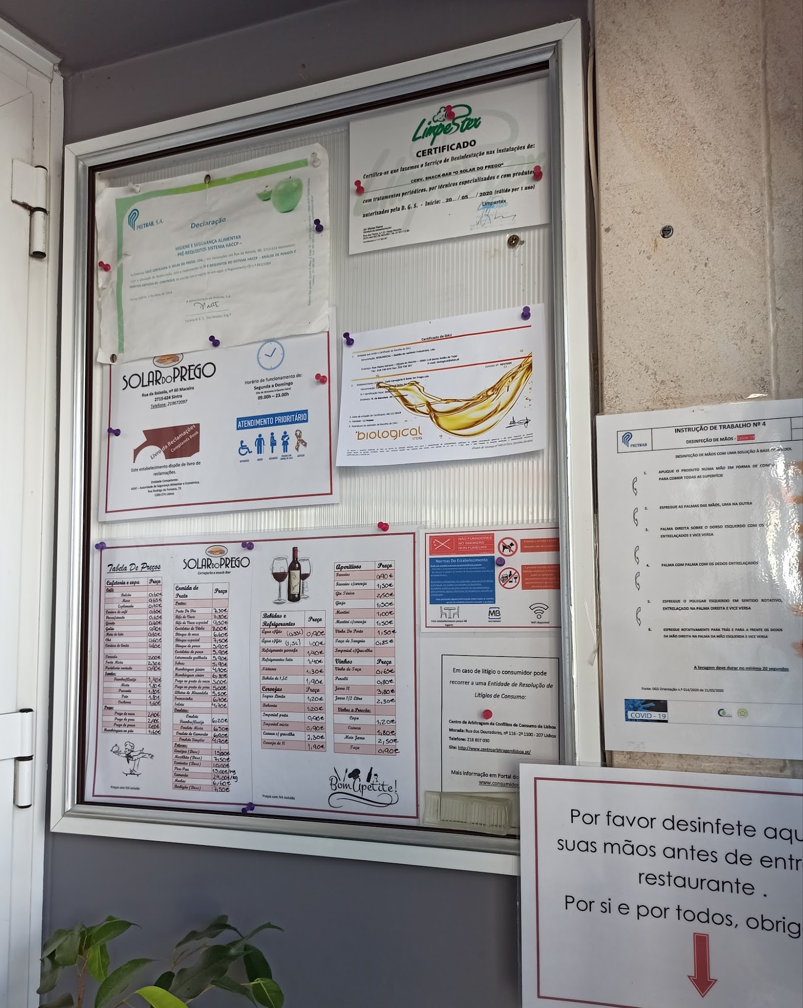 O Solar do Prego Menu