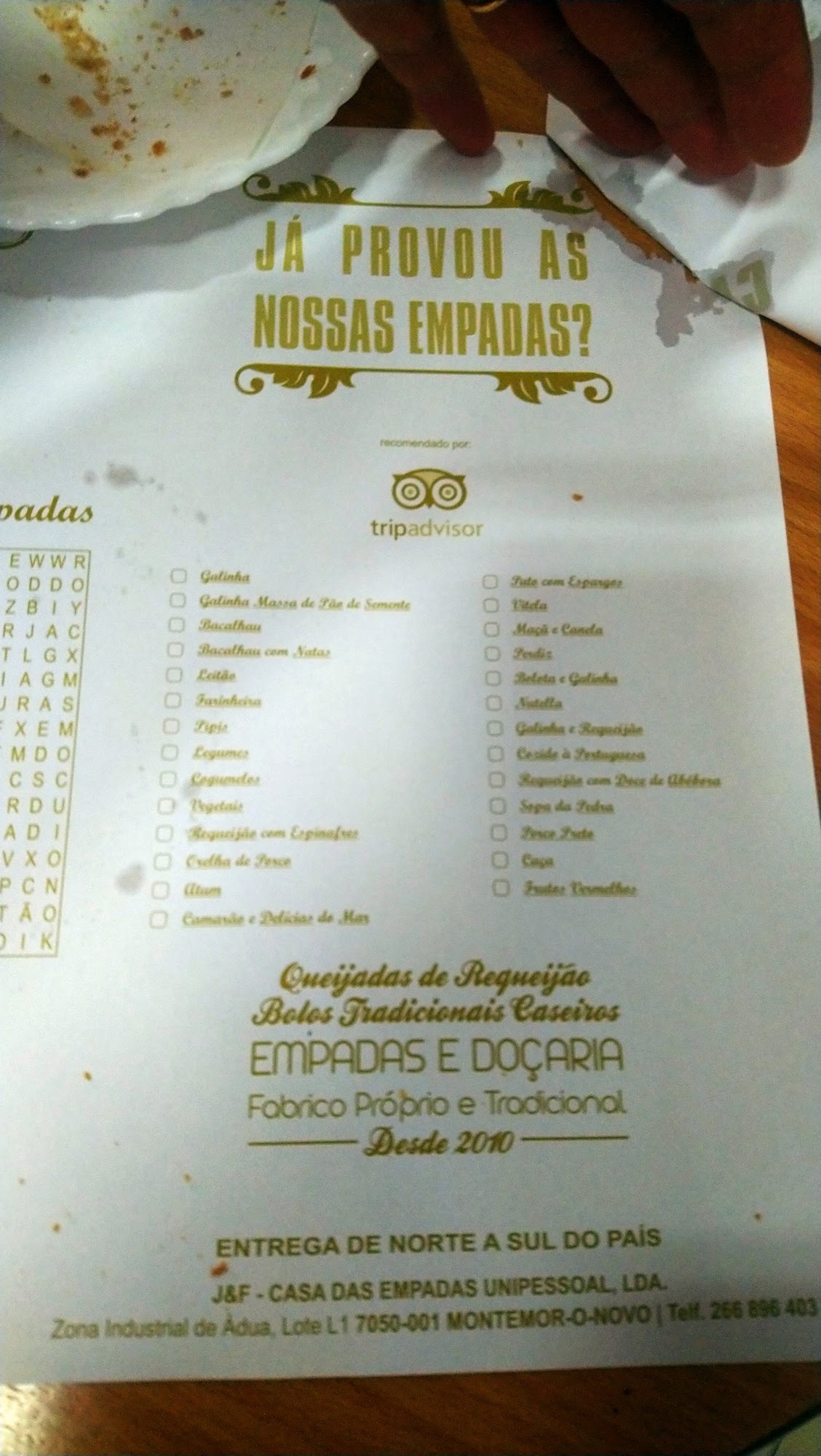 Casa das Empadas / O Bifanas Menu