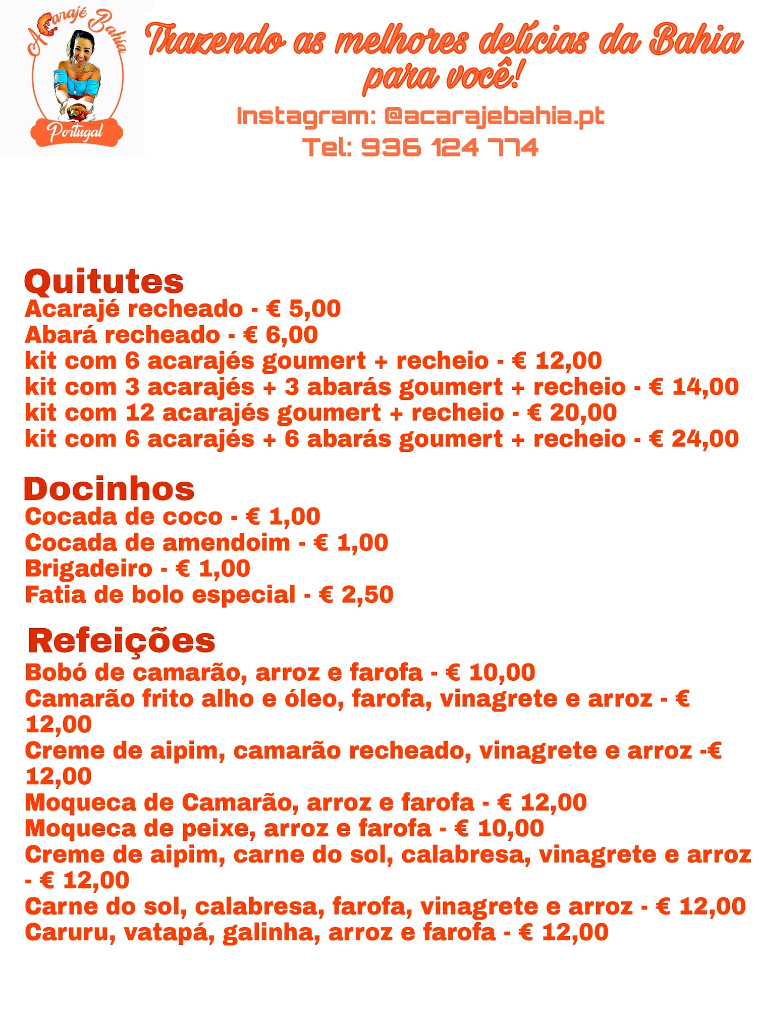 Acarajé Bahia Menu
