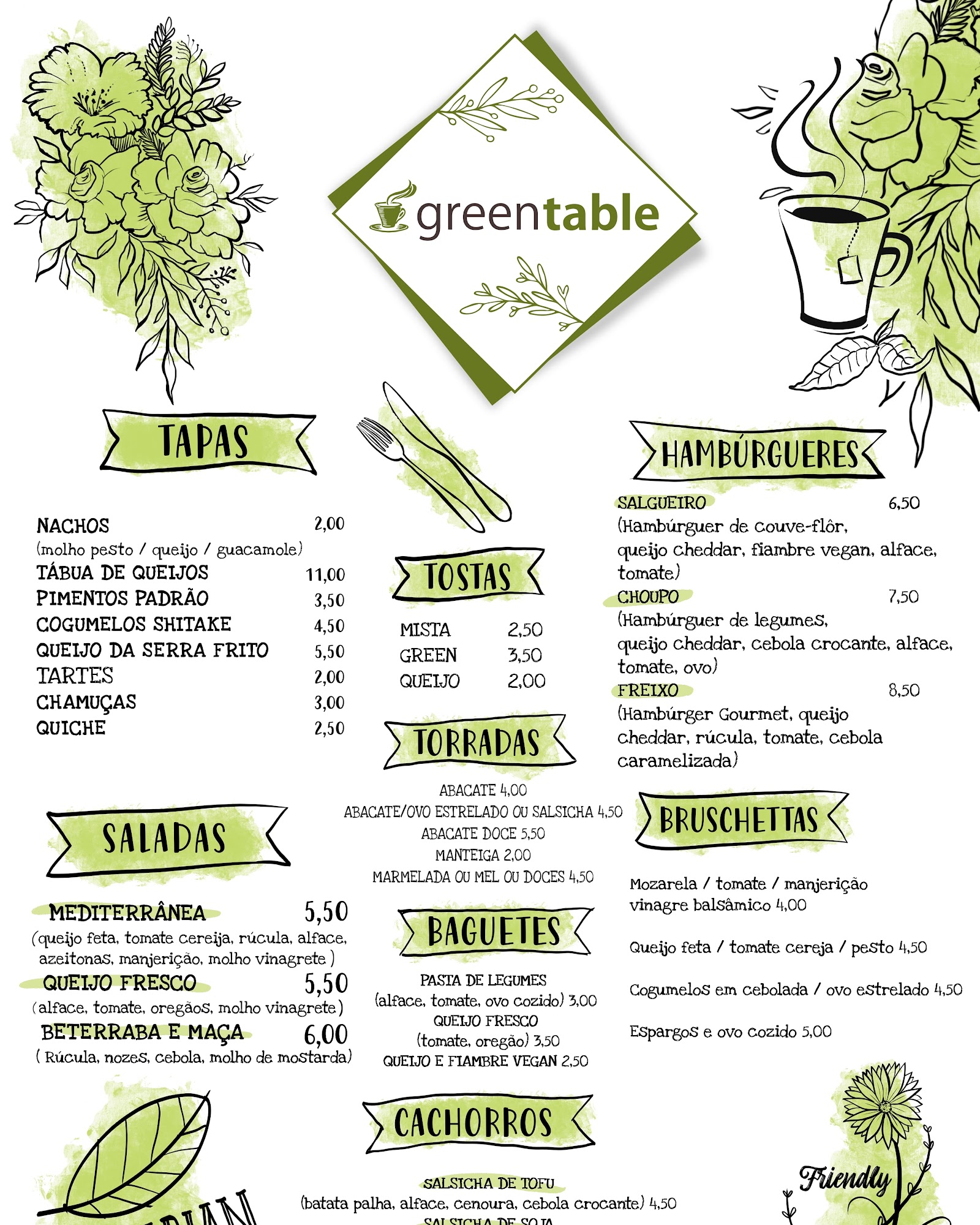 Green Table Menu