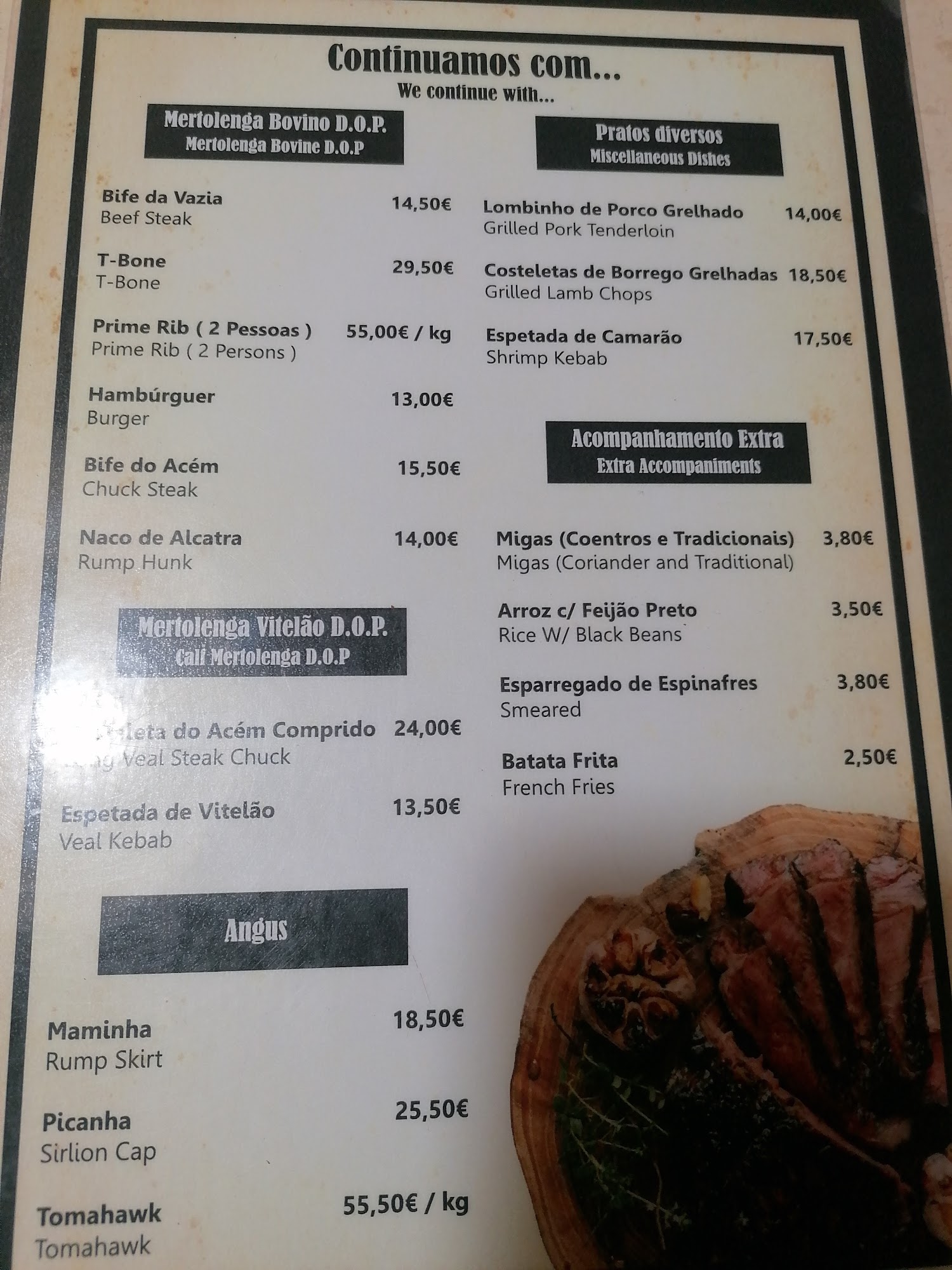 ANDRÉ'S RESTAURANTE STEAKHOUSE Menu