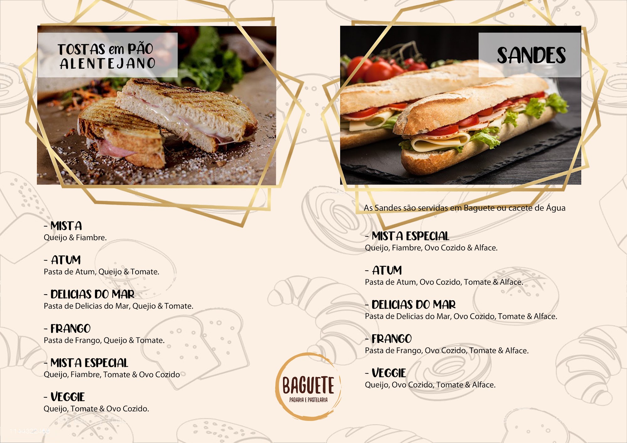 Pastelaria Baguete - A Baguete Do Lima - Padaria, Pastelaria, Lda (Pão Quente “A Baguete” - Padaria & Pastelaria, Lda) Menu