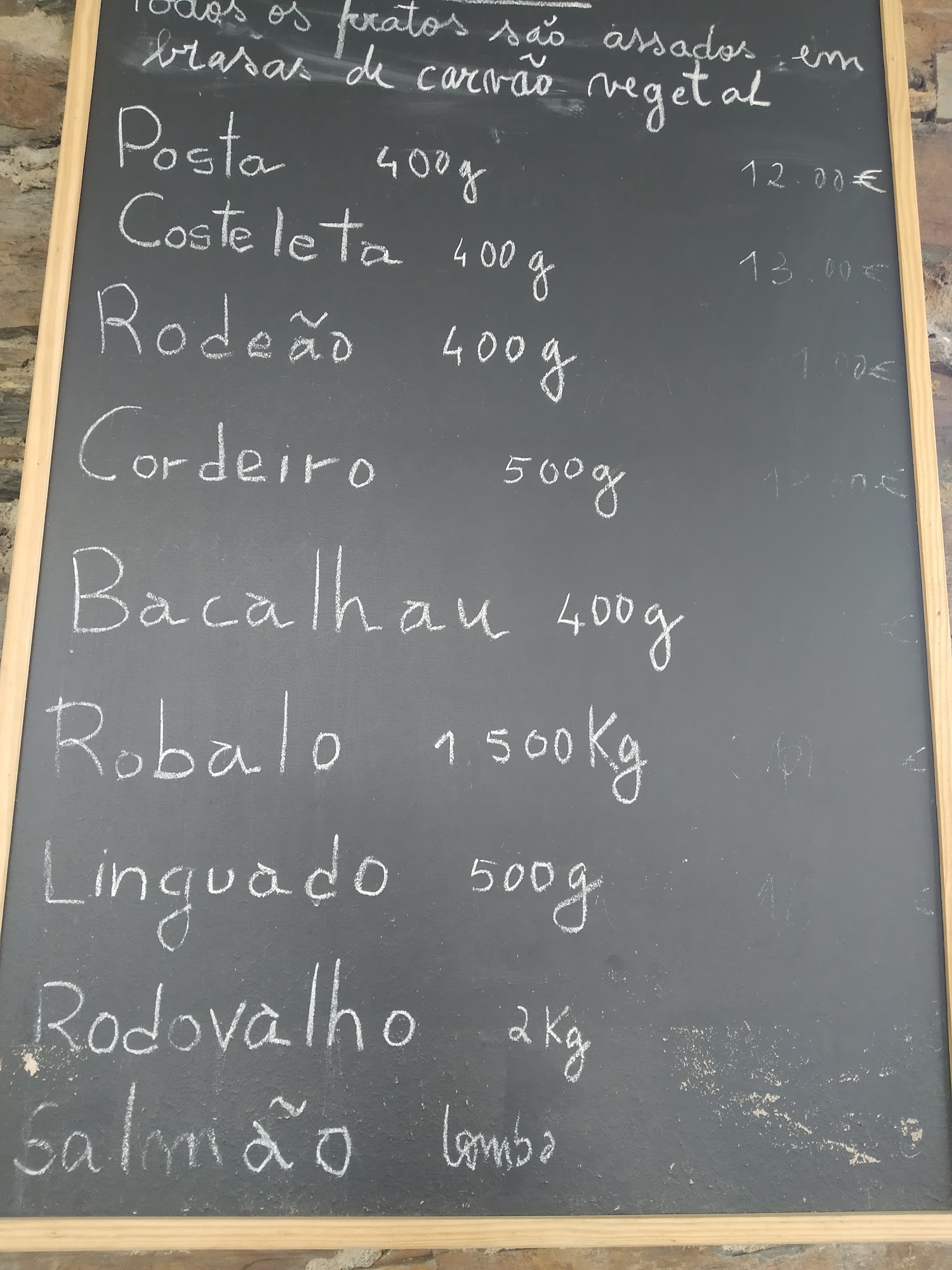 Serra da Nogueira Menu