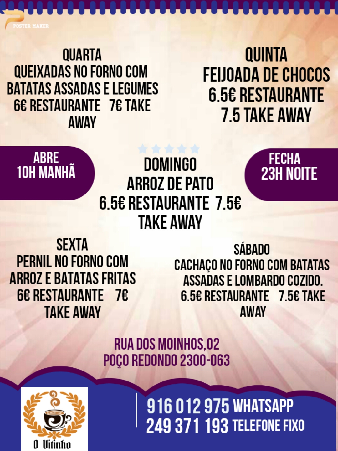 Vitor's Bar and Restaurant Rua Dos Moinhos 02, 2300-061, Portugal