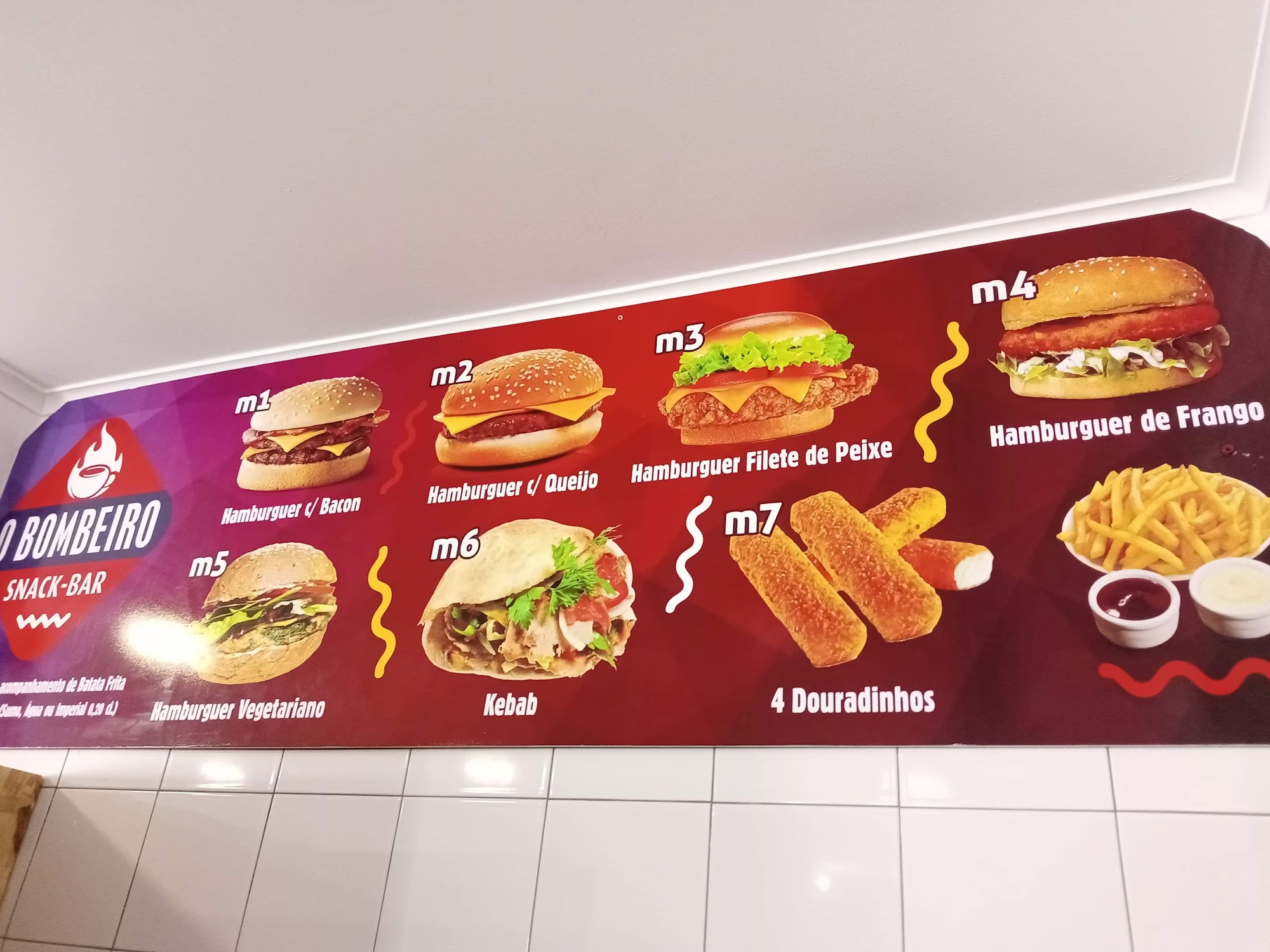 Snack bar bombeiros de Ourique Menu