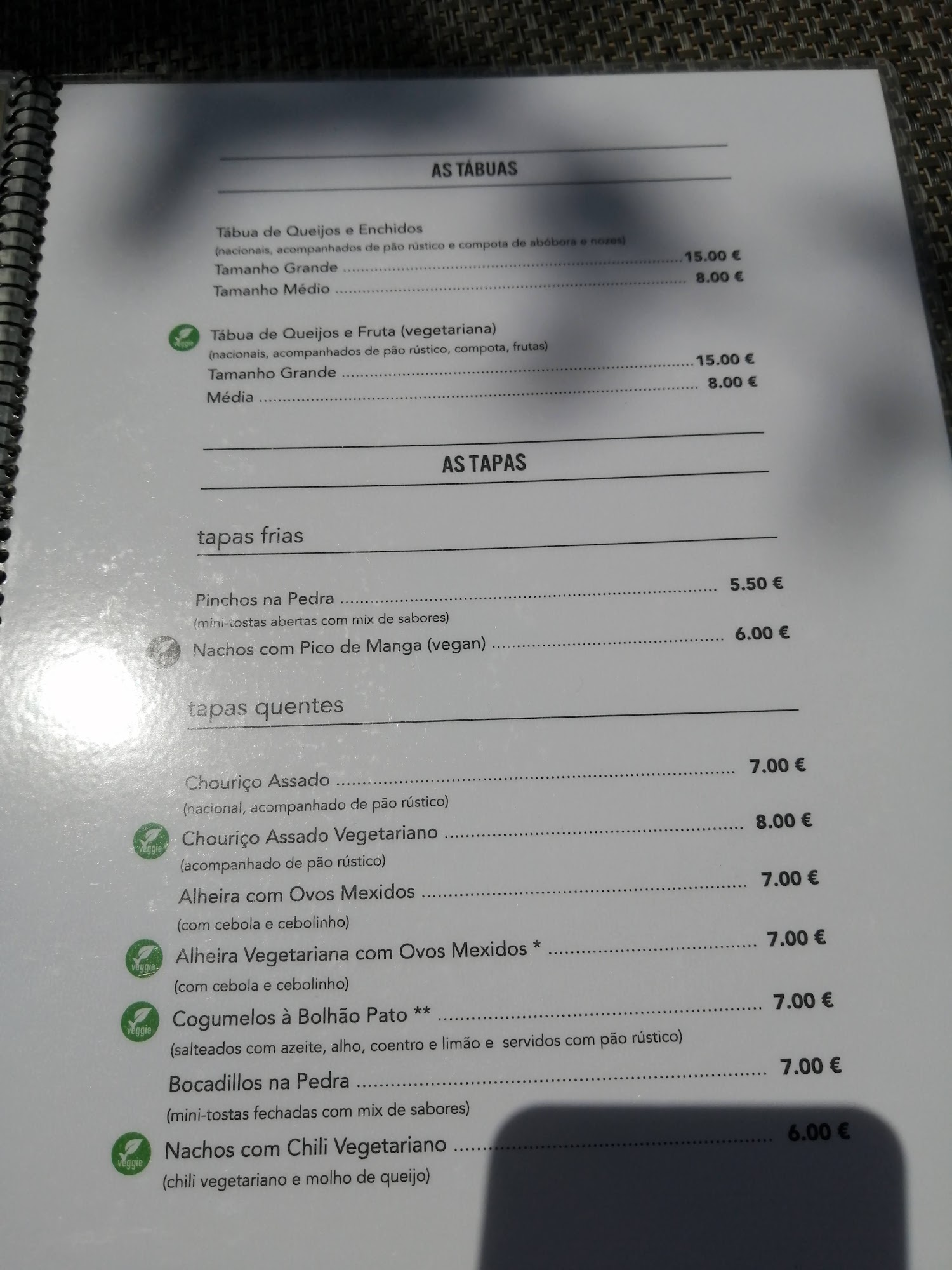 Praça dos Chopinhos Menu