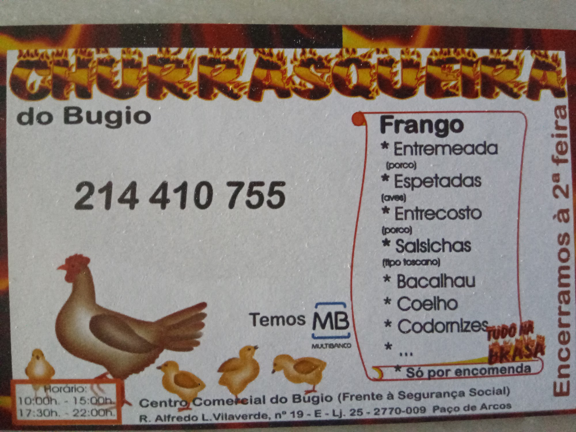 Churrasqueira do Bugio Menu