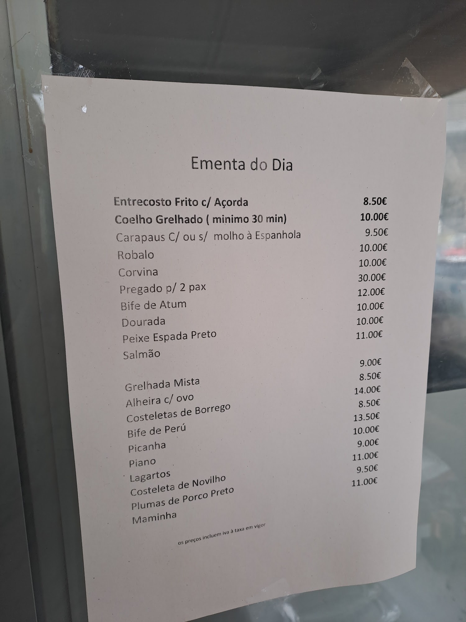 Restaurante Henrique Menu