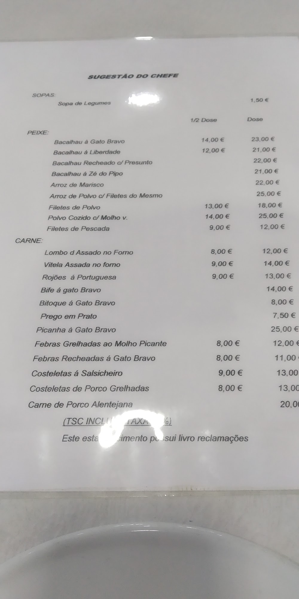 Restaurante Gato Bravo Menu