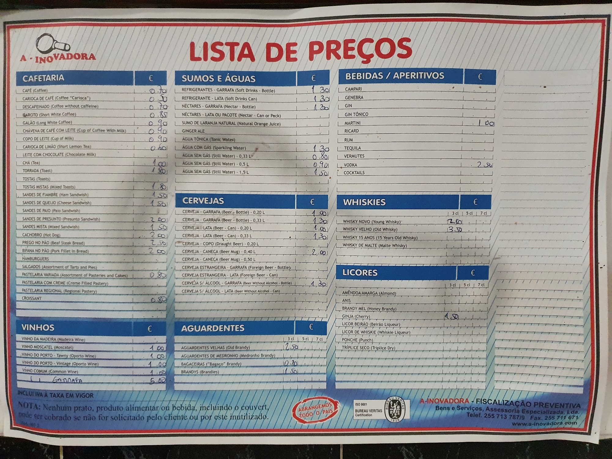 Café Churrasqueira Couto Menu