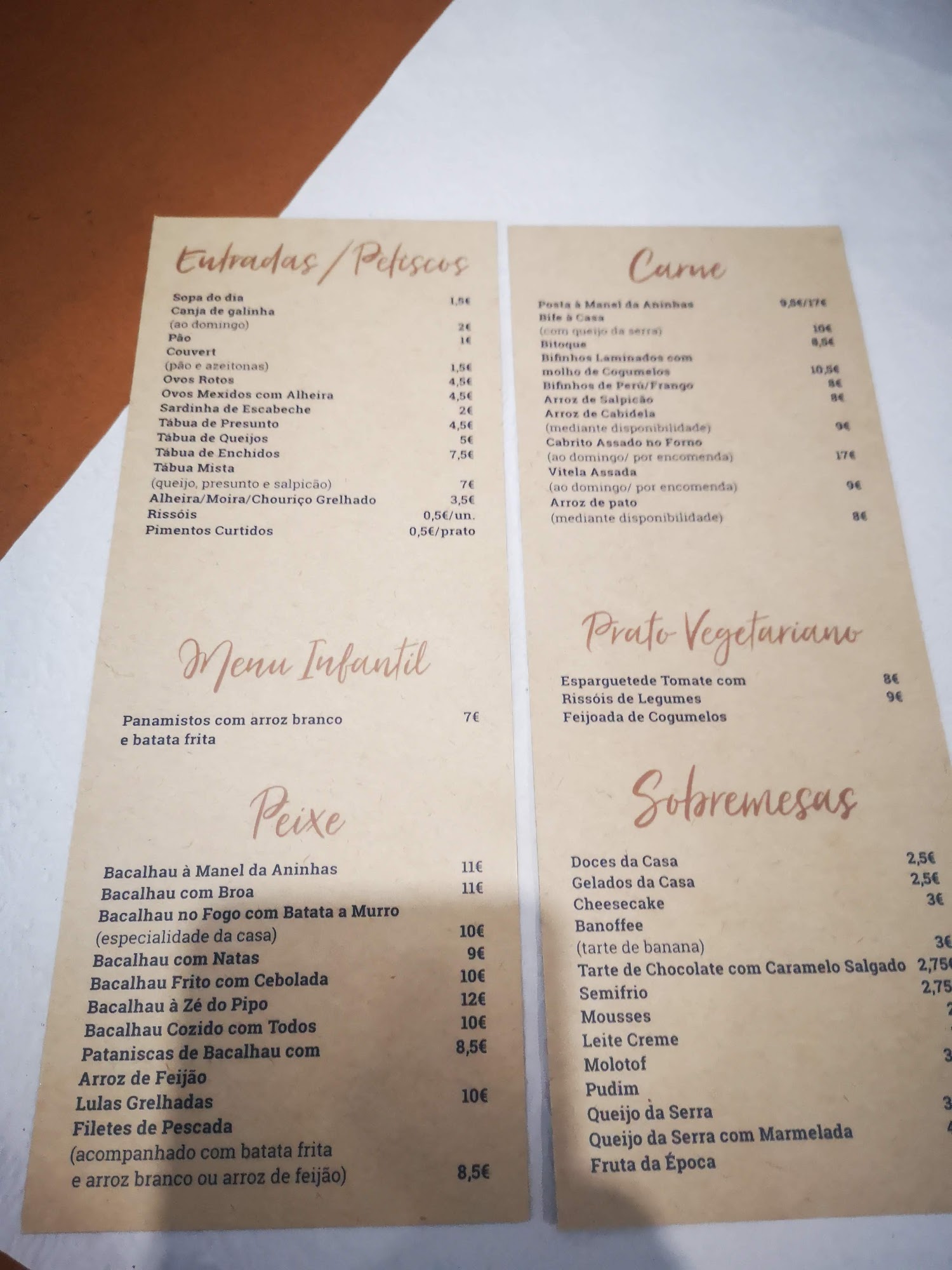 Manel da Aninhas Menu