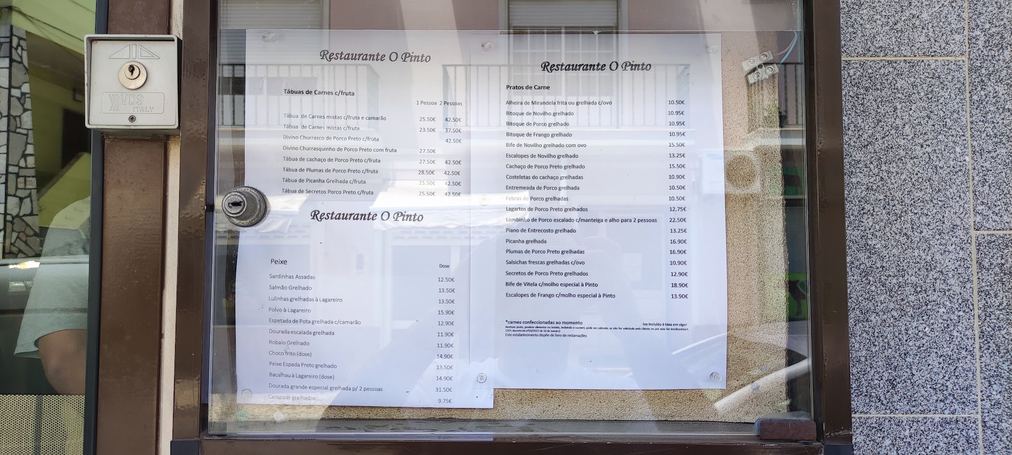 Restaurante o Pinto Menu