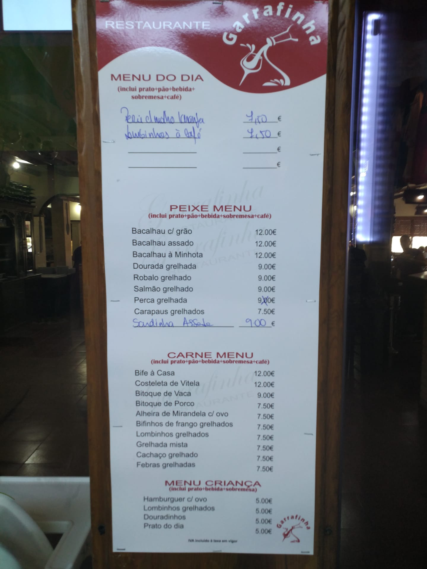 A Garrafinha Menu