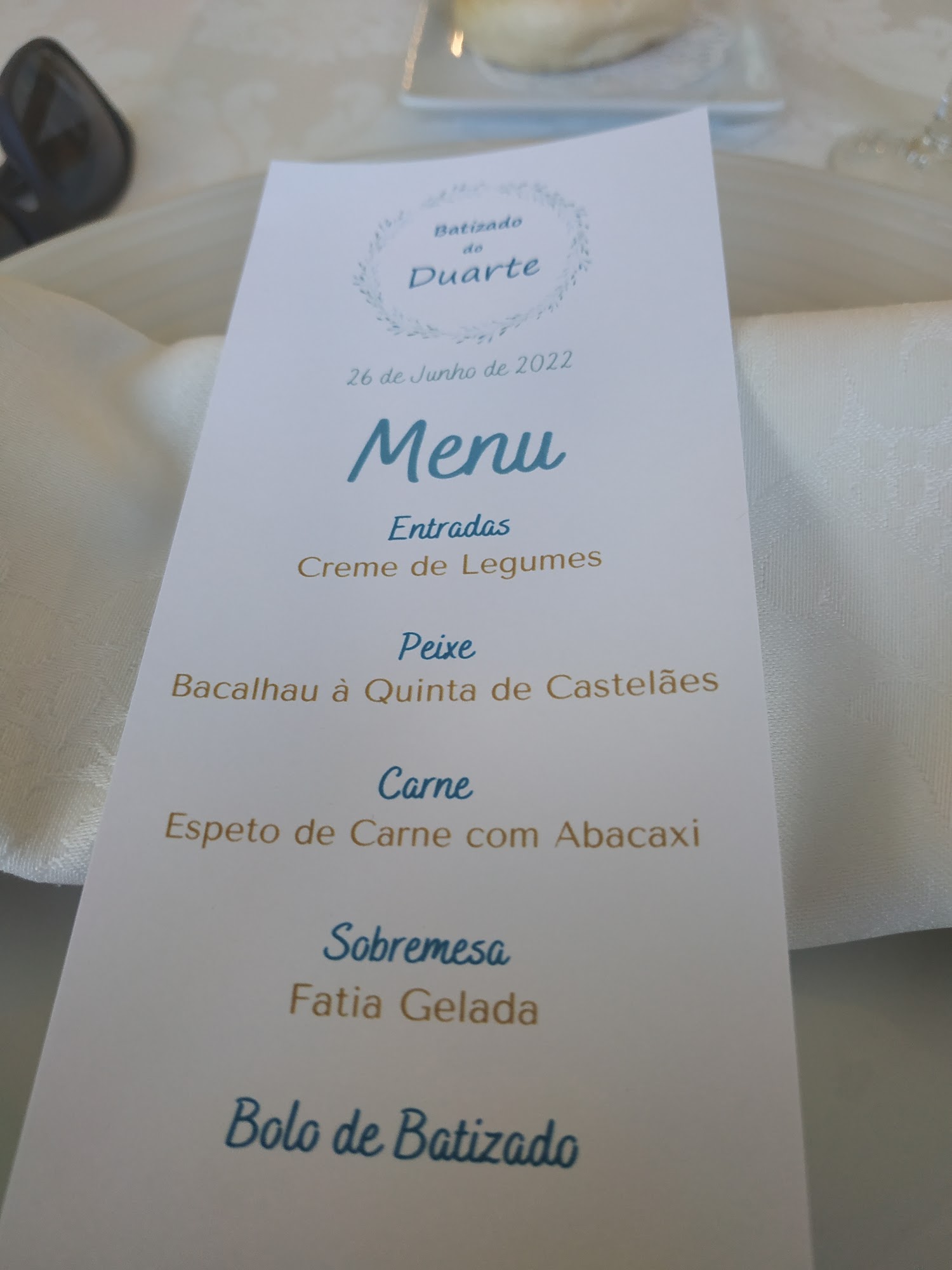 Quinta de Castelães - Actividades Hoteleiras, Lda. Menu