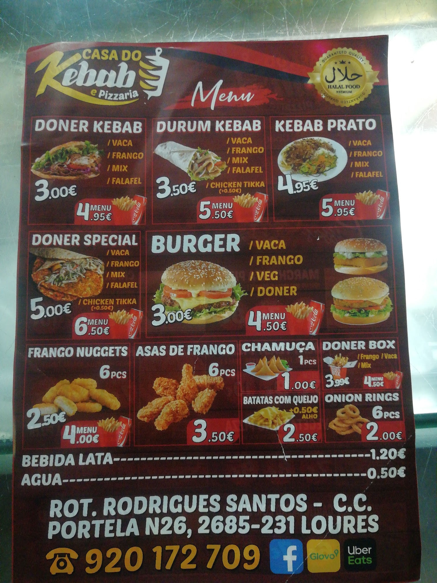 A Casa Do Kebab Menu