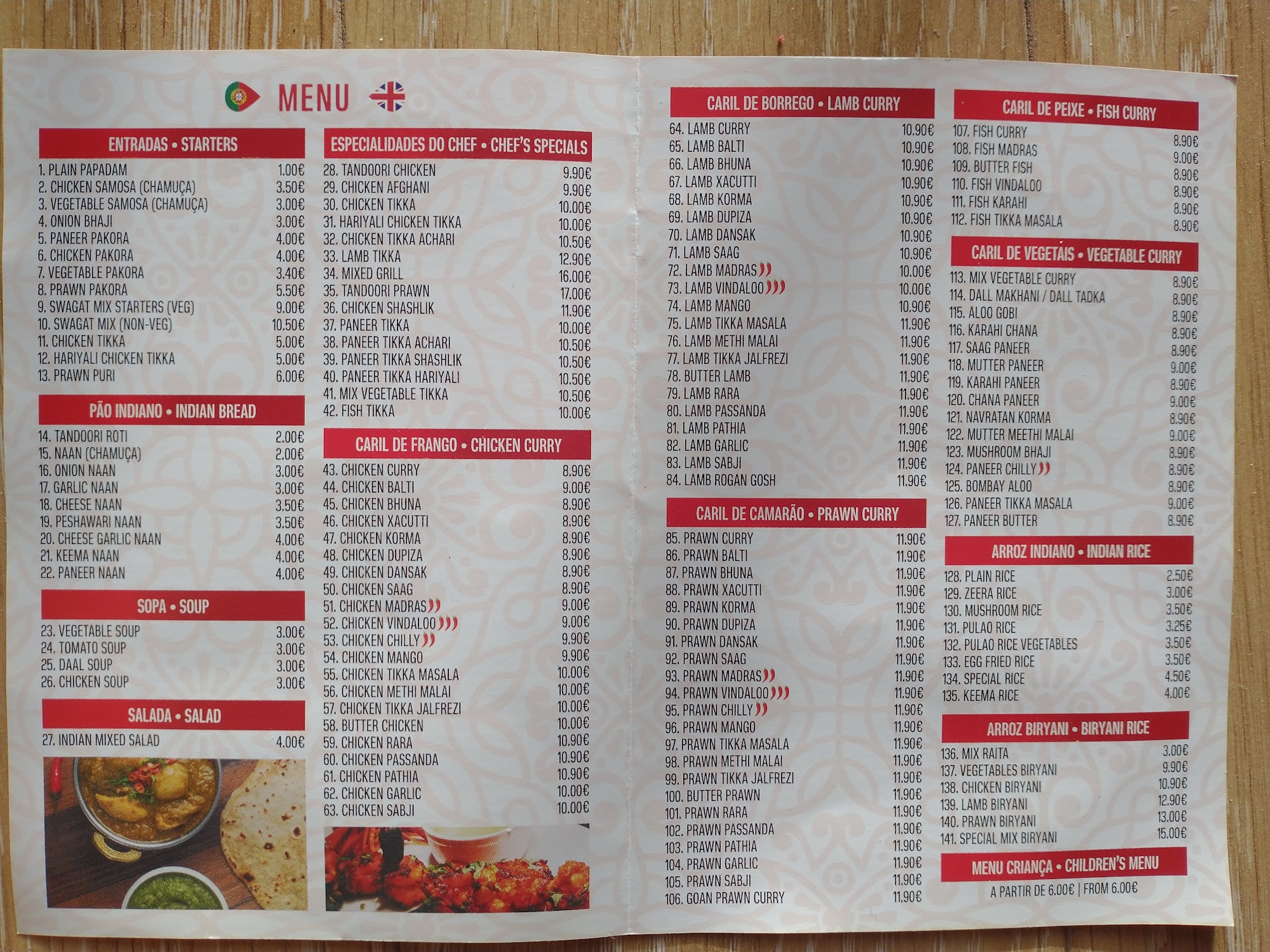 SWAGAT INDIAN TANDOORI Menu