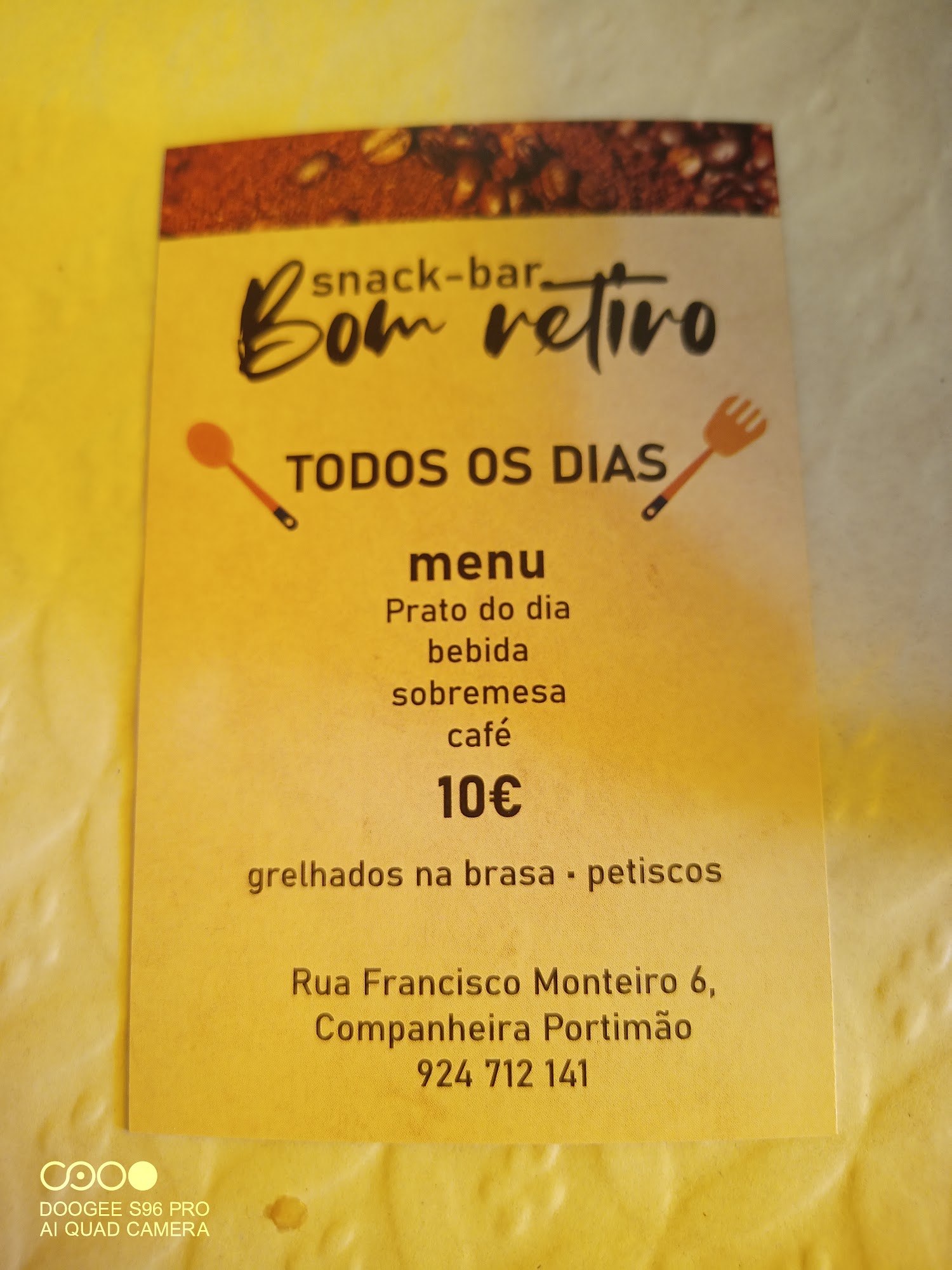 Snack Bar Bom Retiro Menu