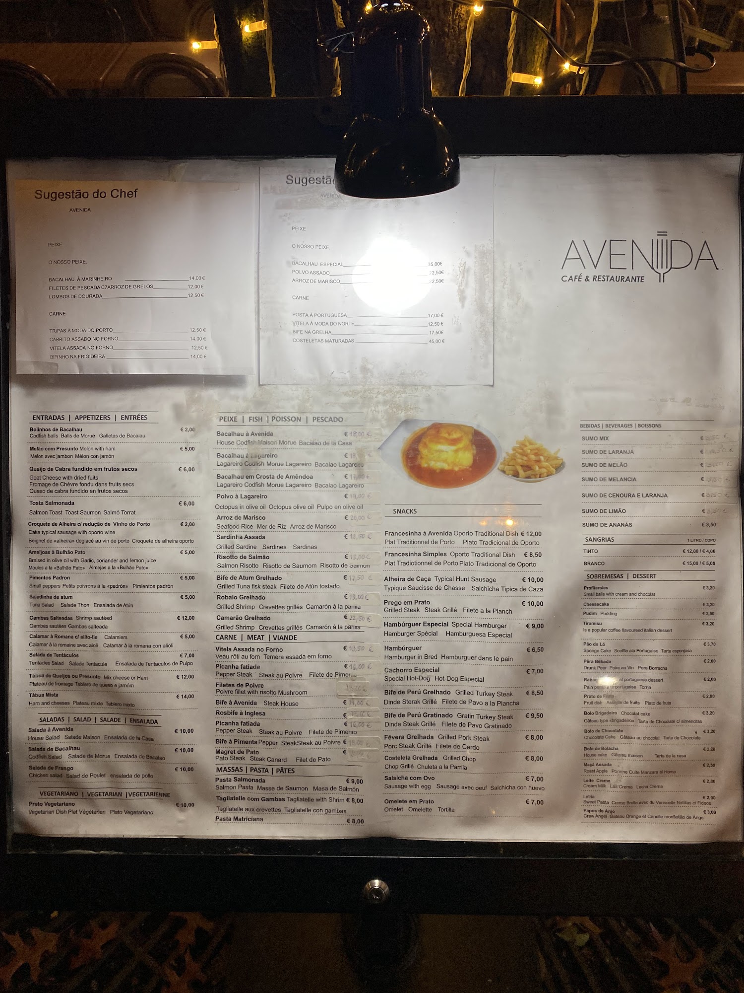 Restaurante Avenida Menu