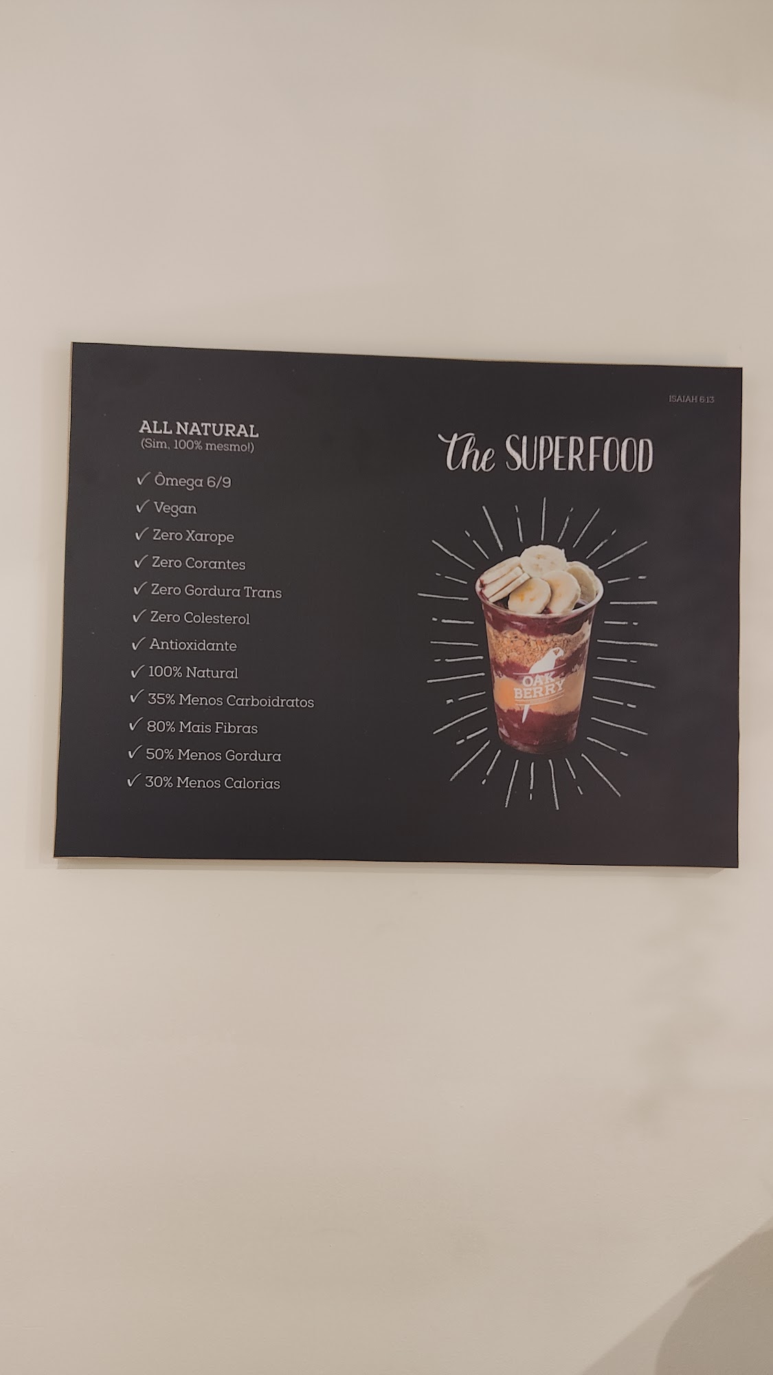 Oakberry Açaí - Mercado da Foz Menu