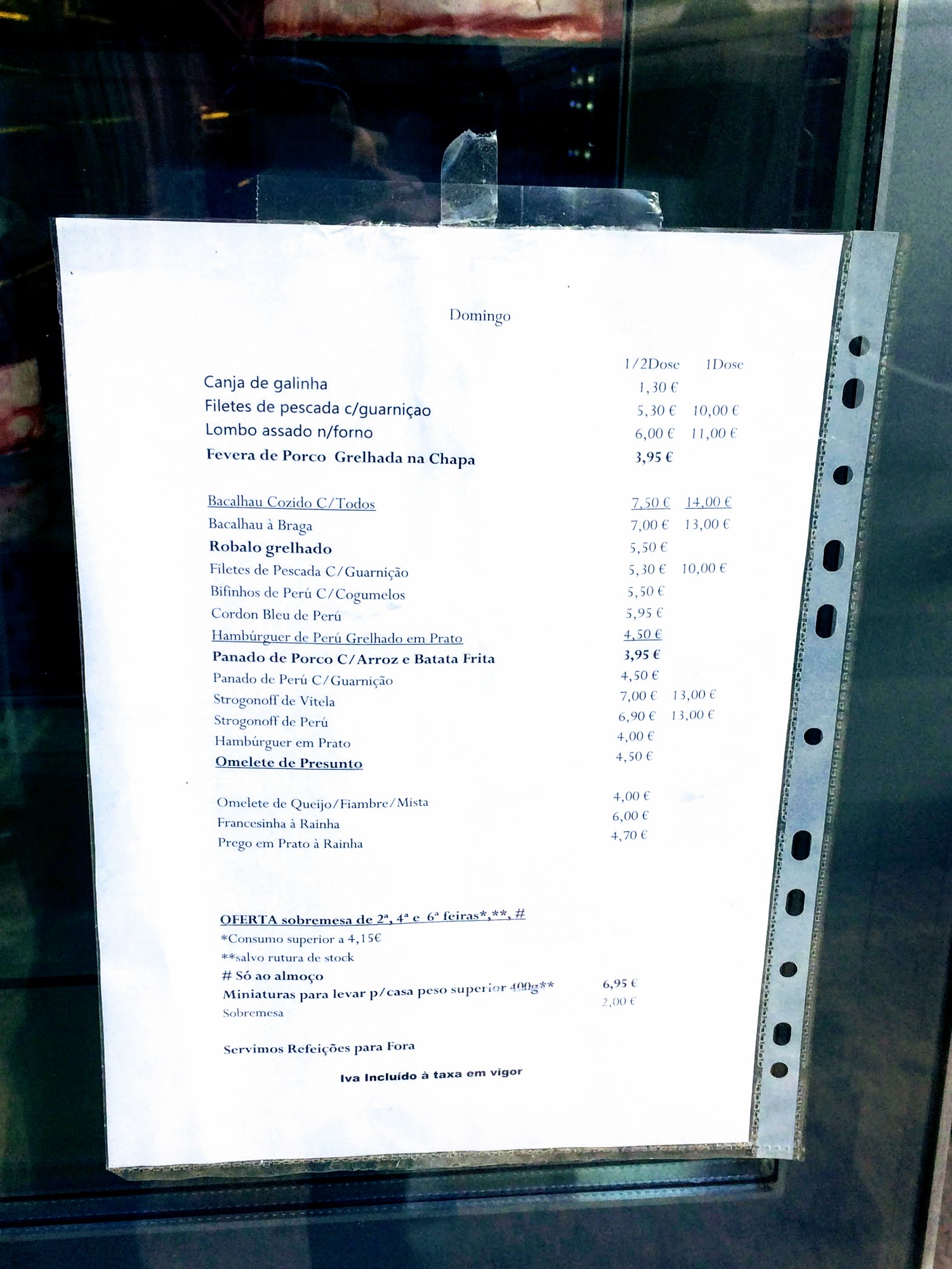 Rainha do Carvalhido Menu