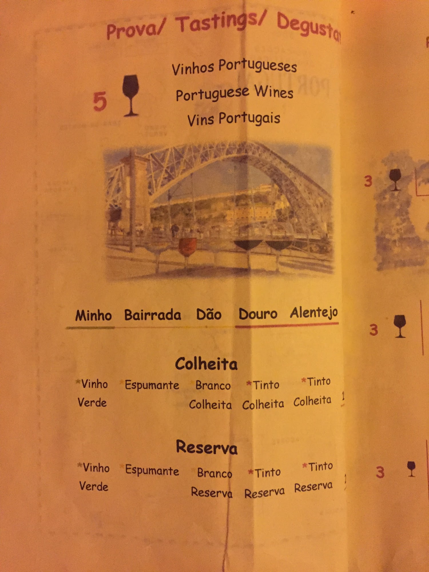 Bacchus vini Menu
