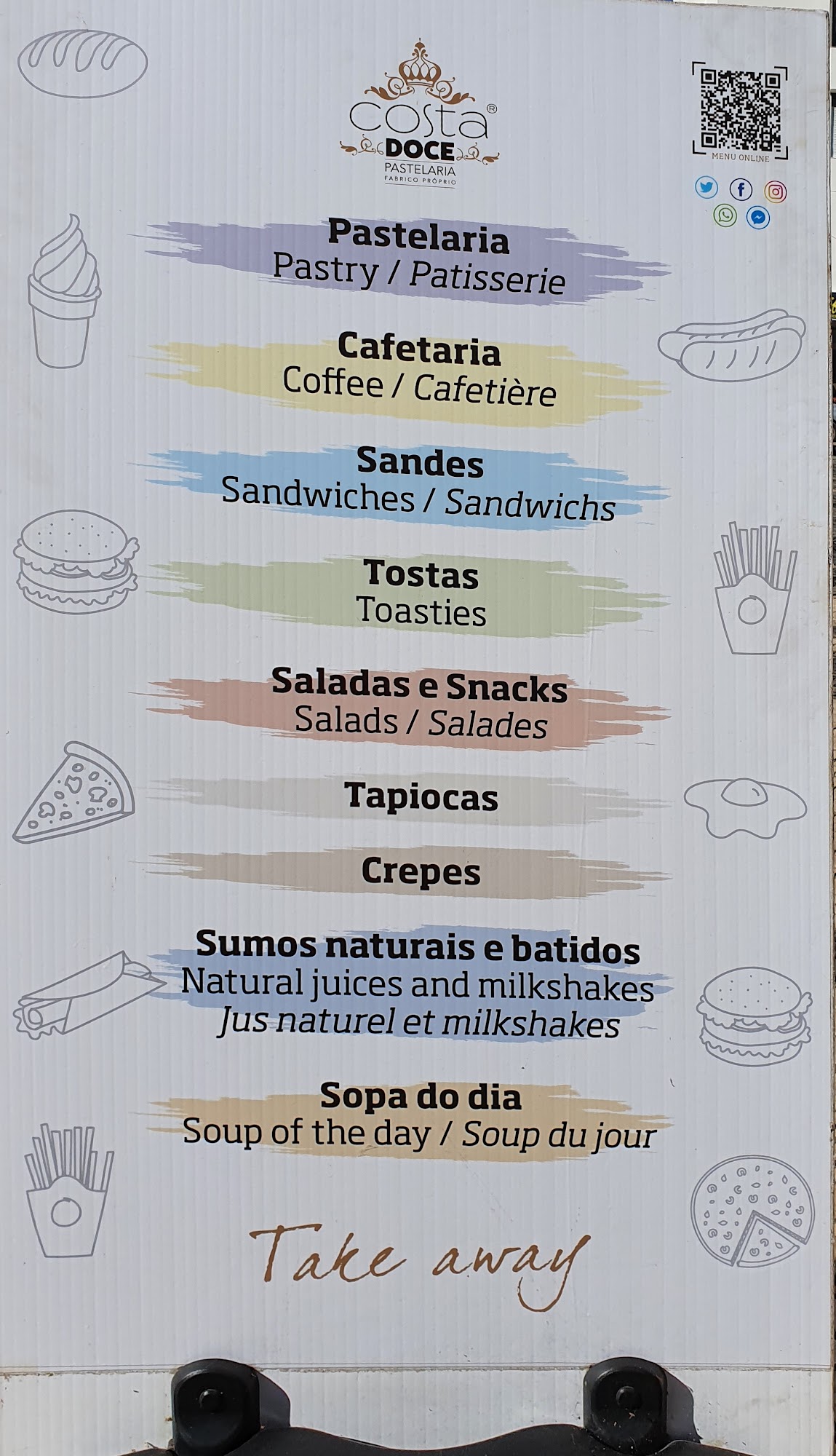 Costa Doce Menu