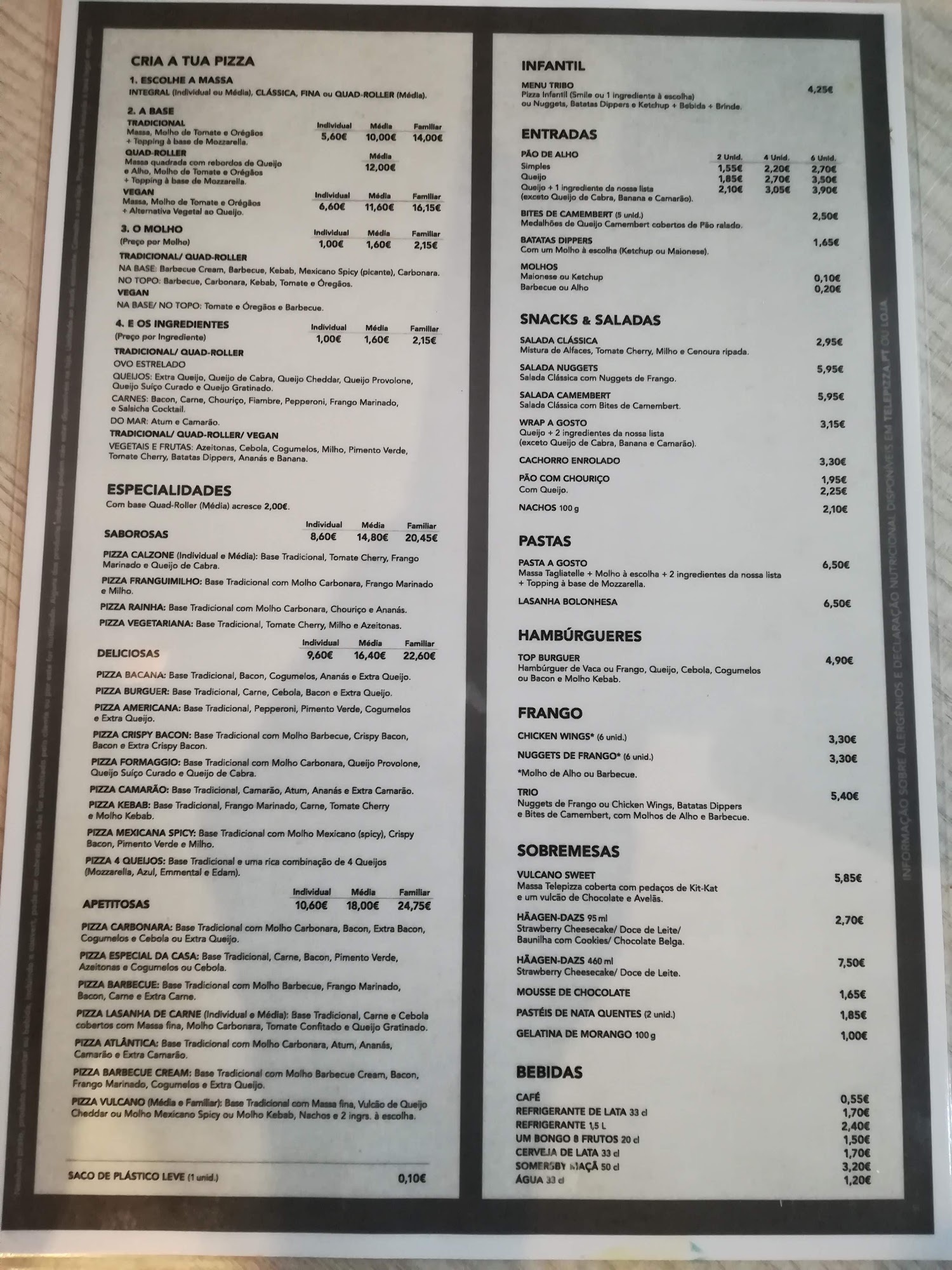 Telepizza Queijas Menu