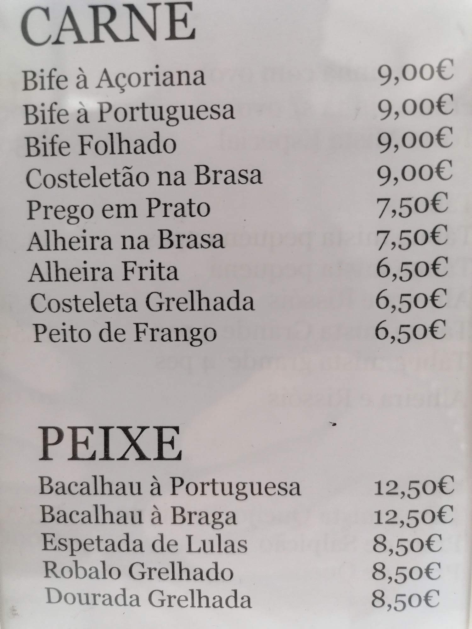 Adega típica da cavada nova - Prato do dia Menu