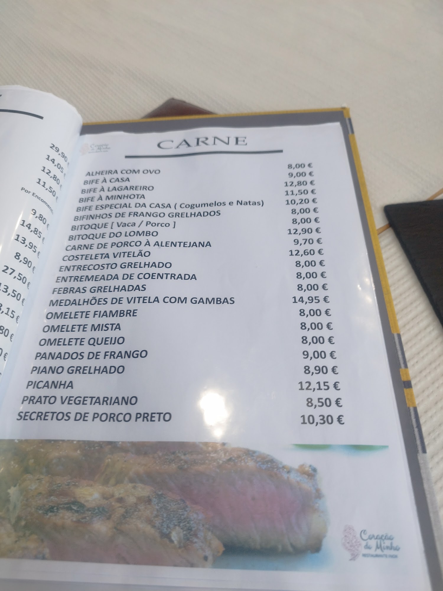 Coração do Minho Menu