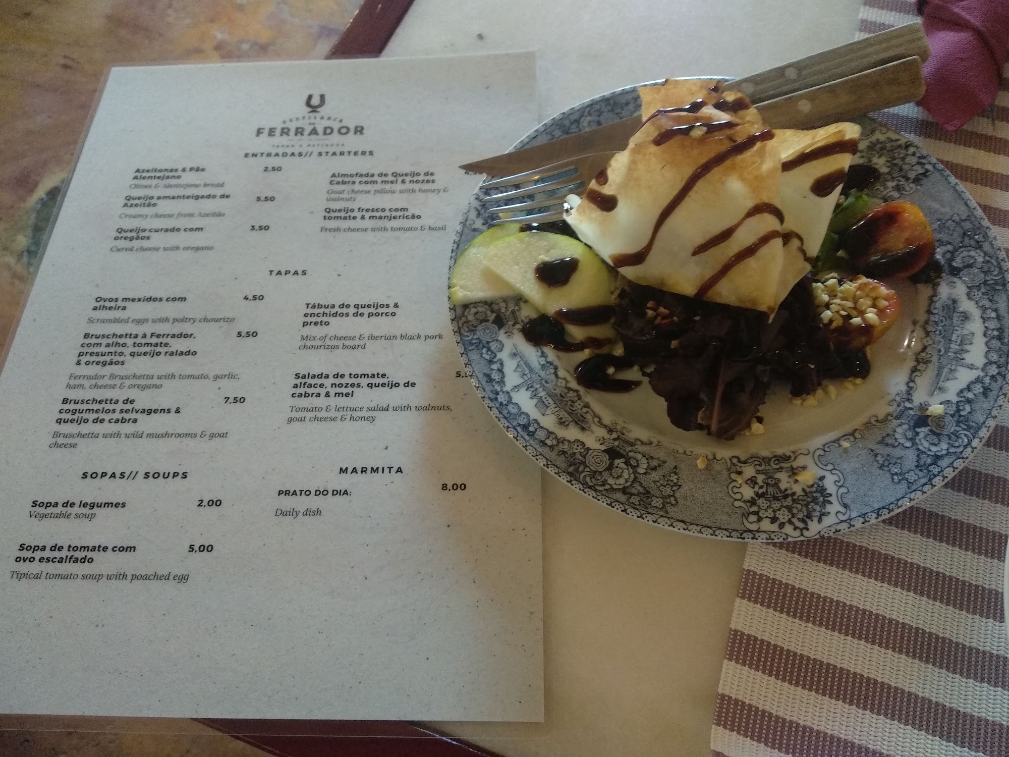 Destilaria do Ferrador Menu